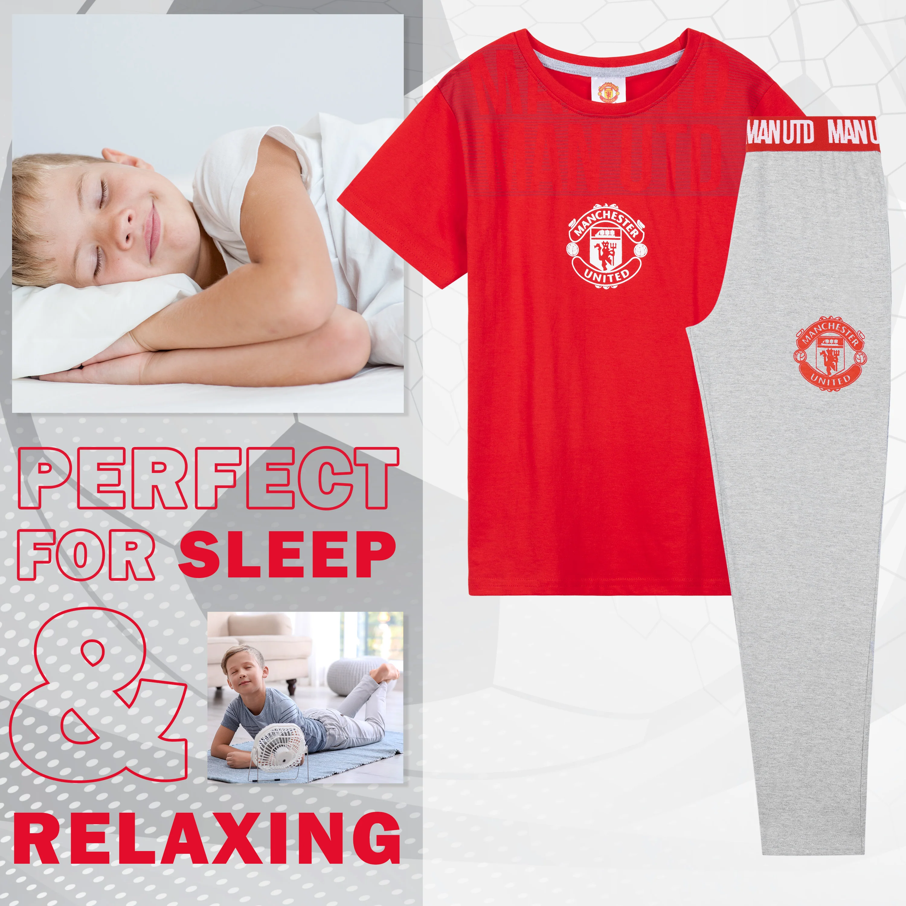 Manchester United F.C. Boys Pyjamas Set, Comfy 2 Piece Nightwear Set, Boys Gifts - Image 4