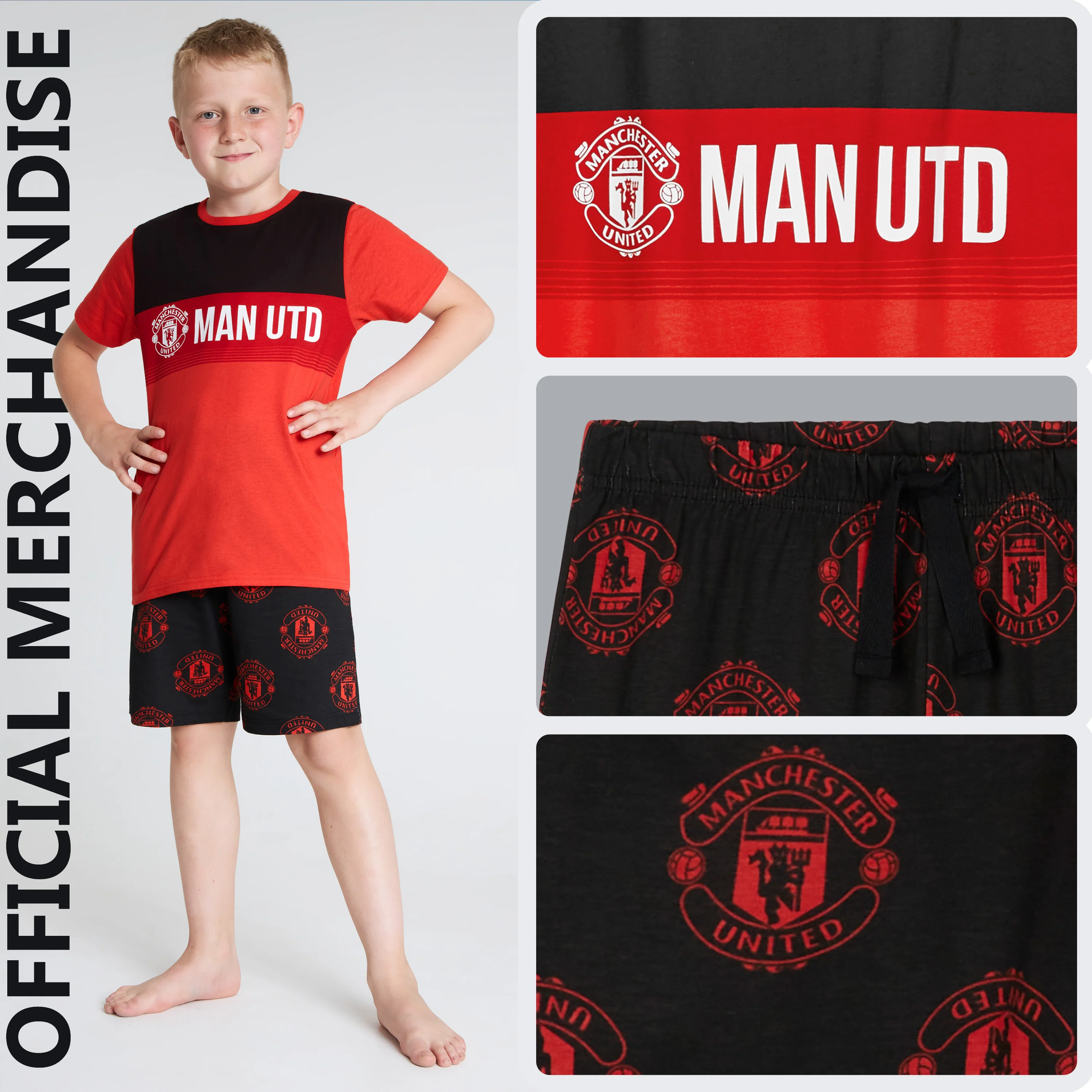 Manchester United F.C. Boys Short Pyjamas Set, Breathable Lounge Wear -  Gifts - Image 5