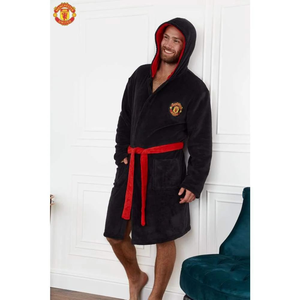 Manchester United F.C. Dressing Gown for Men, Mens Fleece Robe, Football Gifts - Image 3