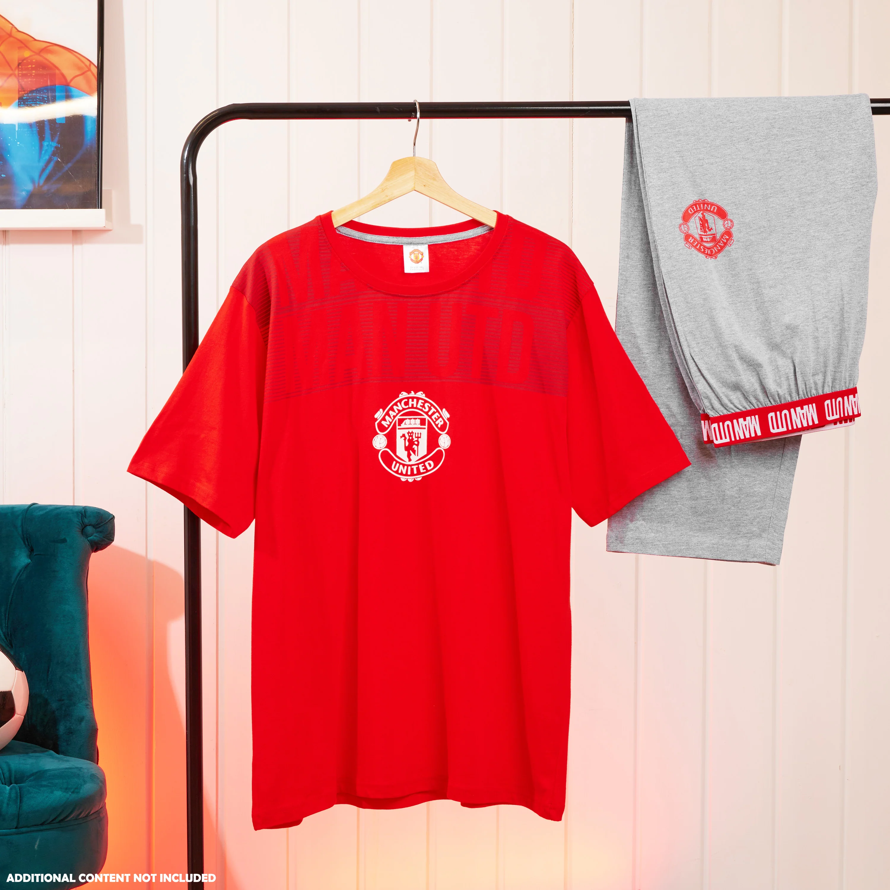 Manchester United F.C. Mens Pyjamas Set, Cotton Loungewear - Man United Gifts - Image 2