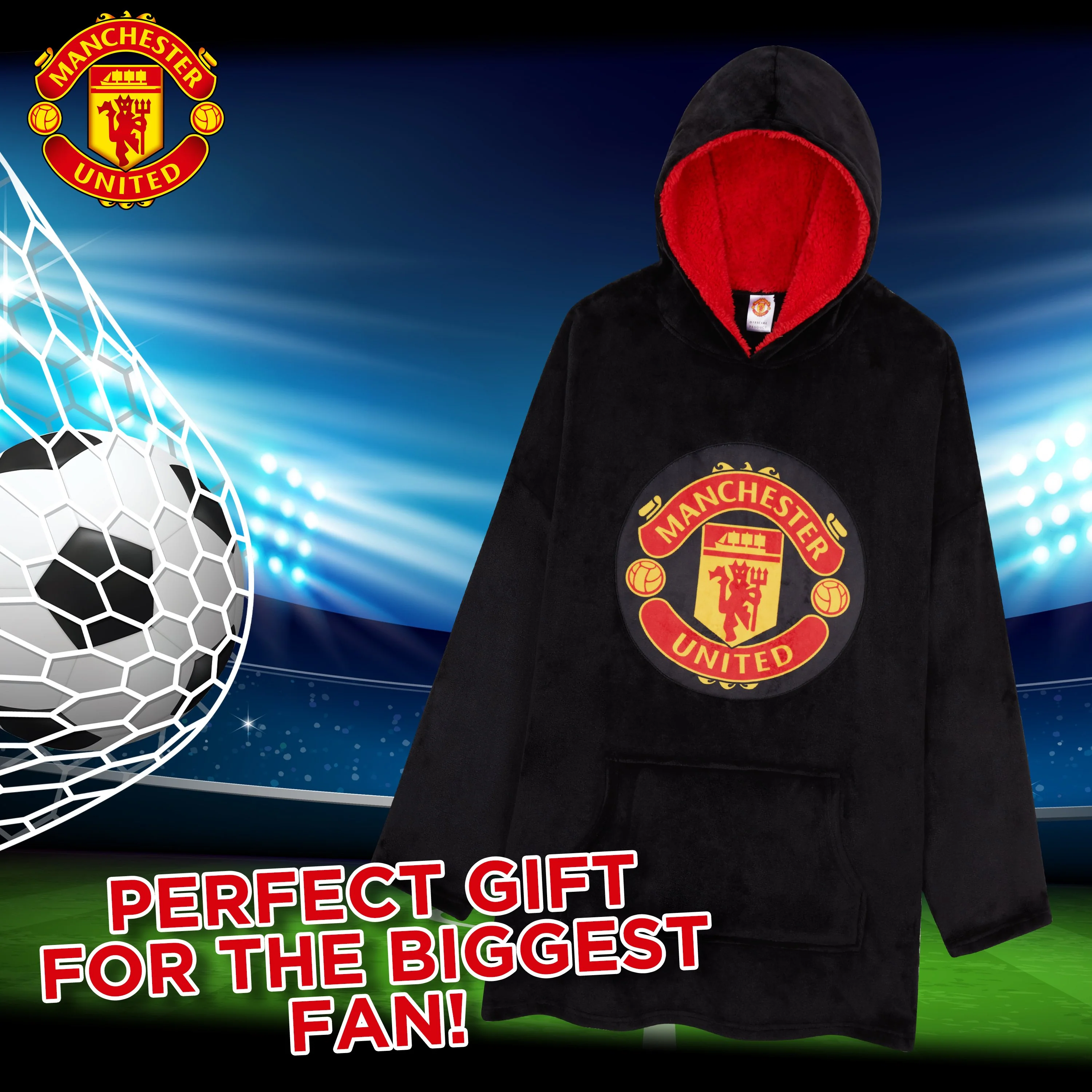 Manchester United F.C. Oversized Hoodie Blanket For Men, Man U Football Gifts - Image 4
