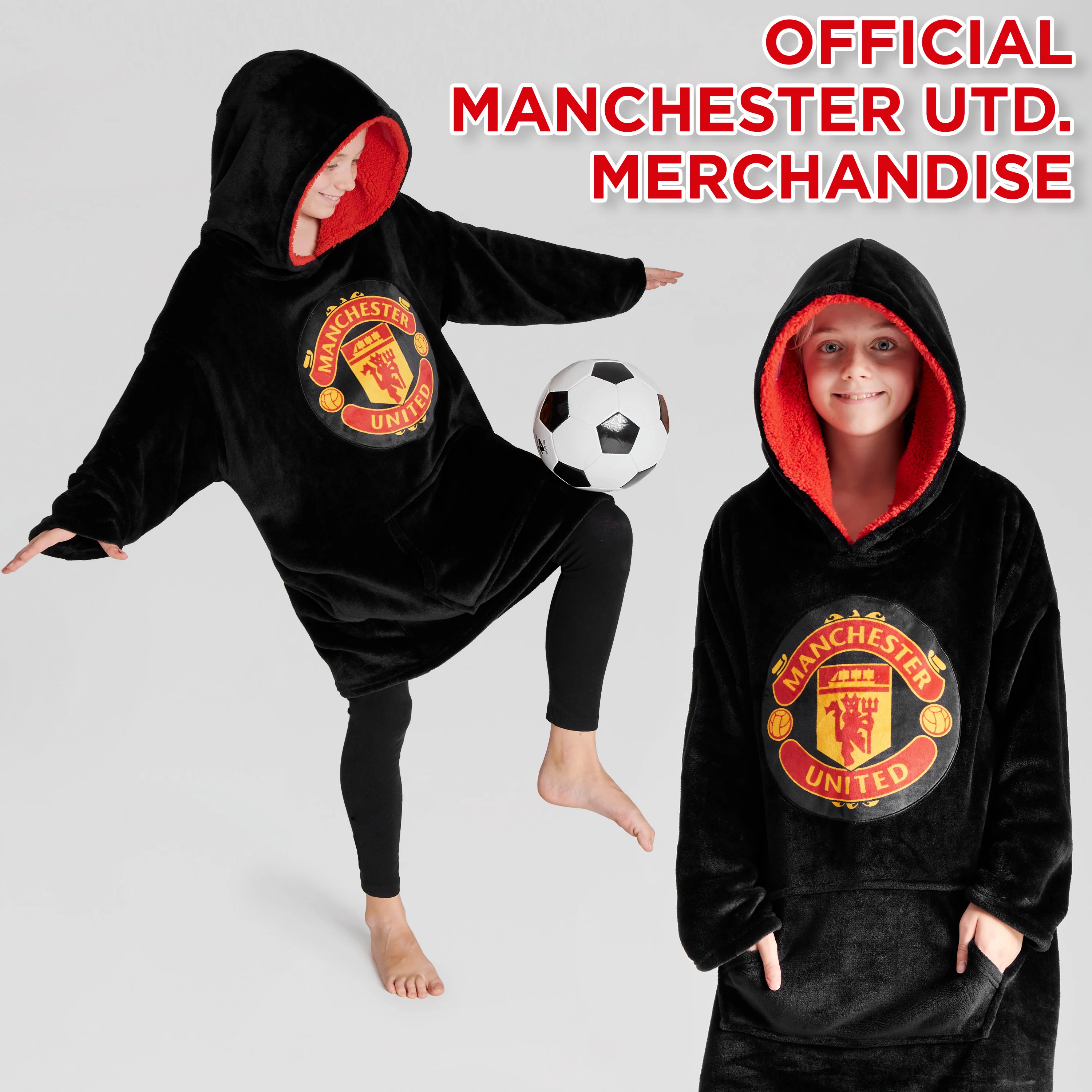 Manchester United FC Fleece Hoodie Blanket for Boys Teenagers One Size Kids Oversized Hoodie Man United Gifts for Boys - Image 6