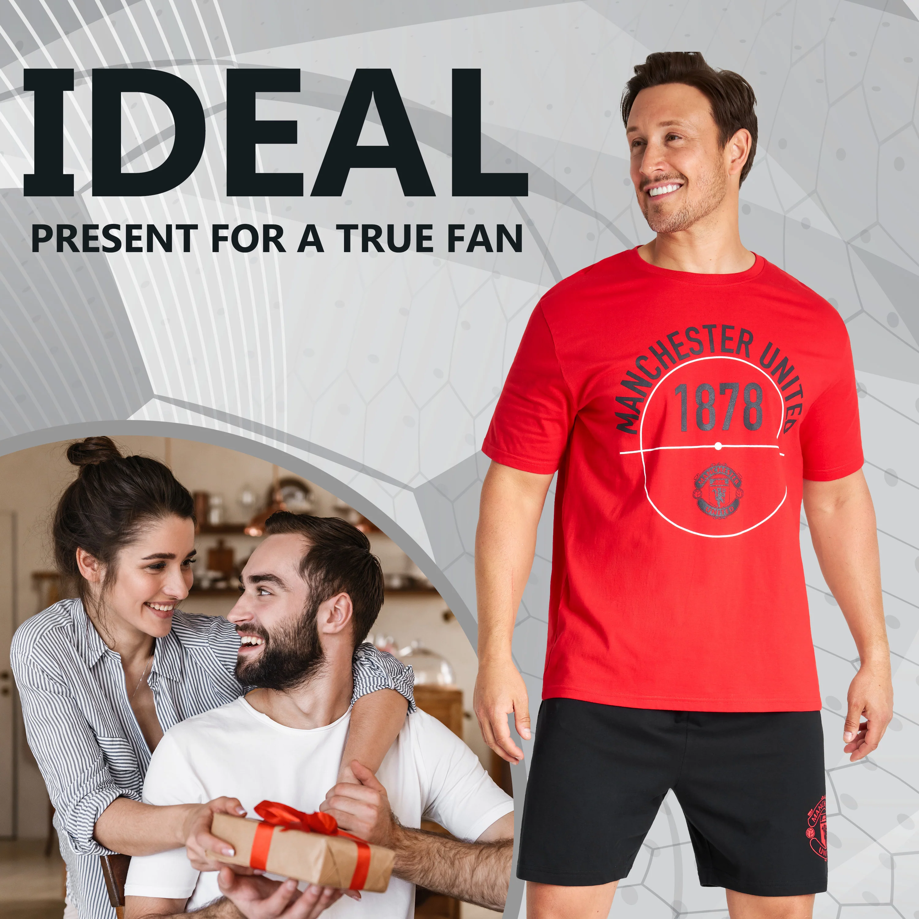 Manchester United F.C. Mens Short Pyjamas Set, Breathable 2 Piece Lounge Wear - Man United Gifts for Men - Image 3