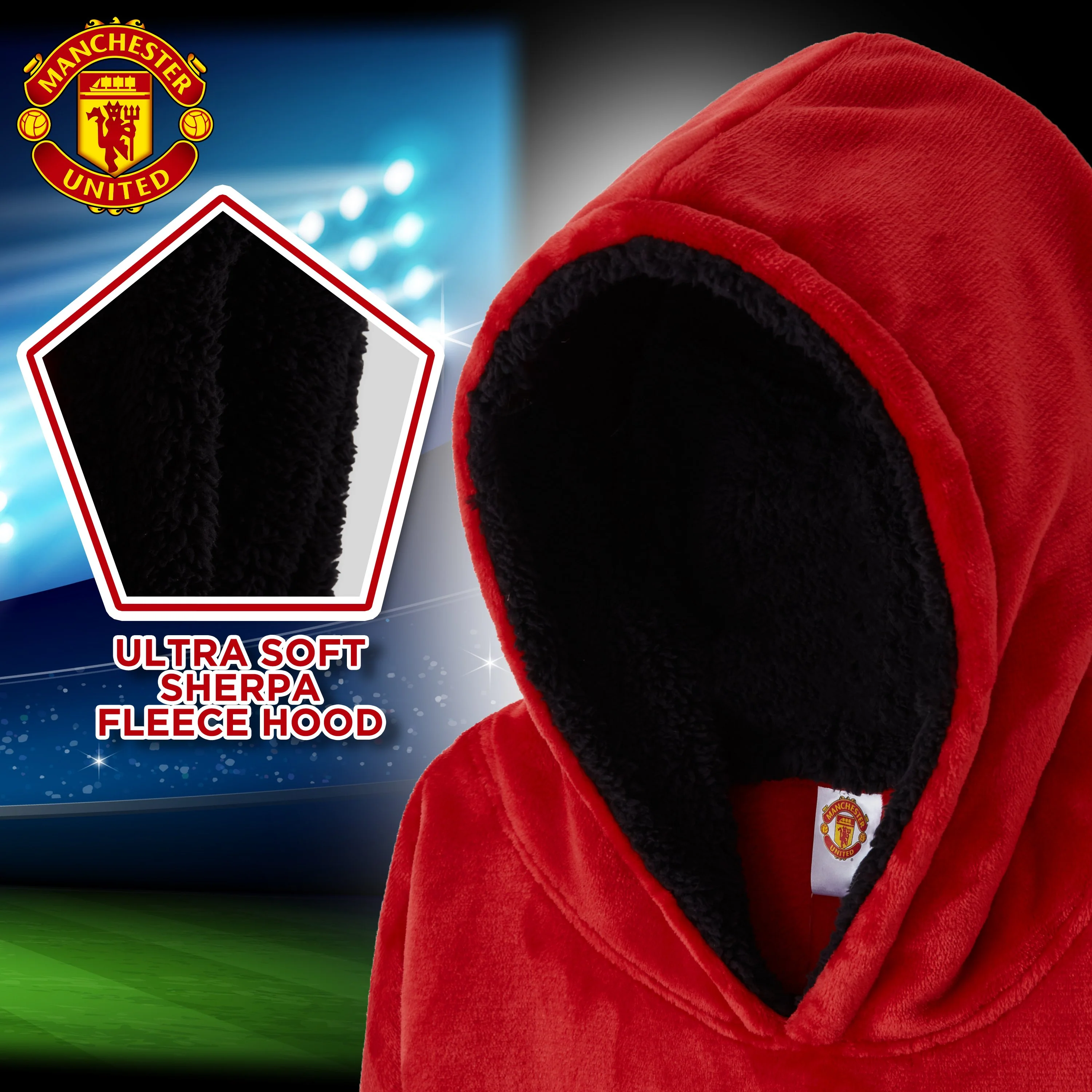 Manchester United Red Oversized Poncho for Kids - Image 5