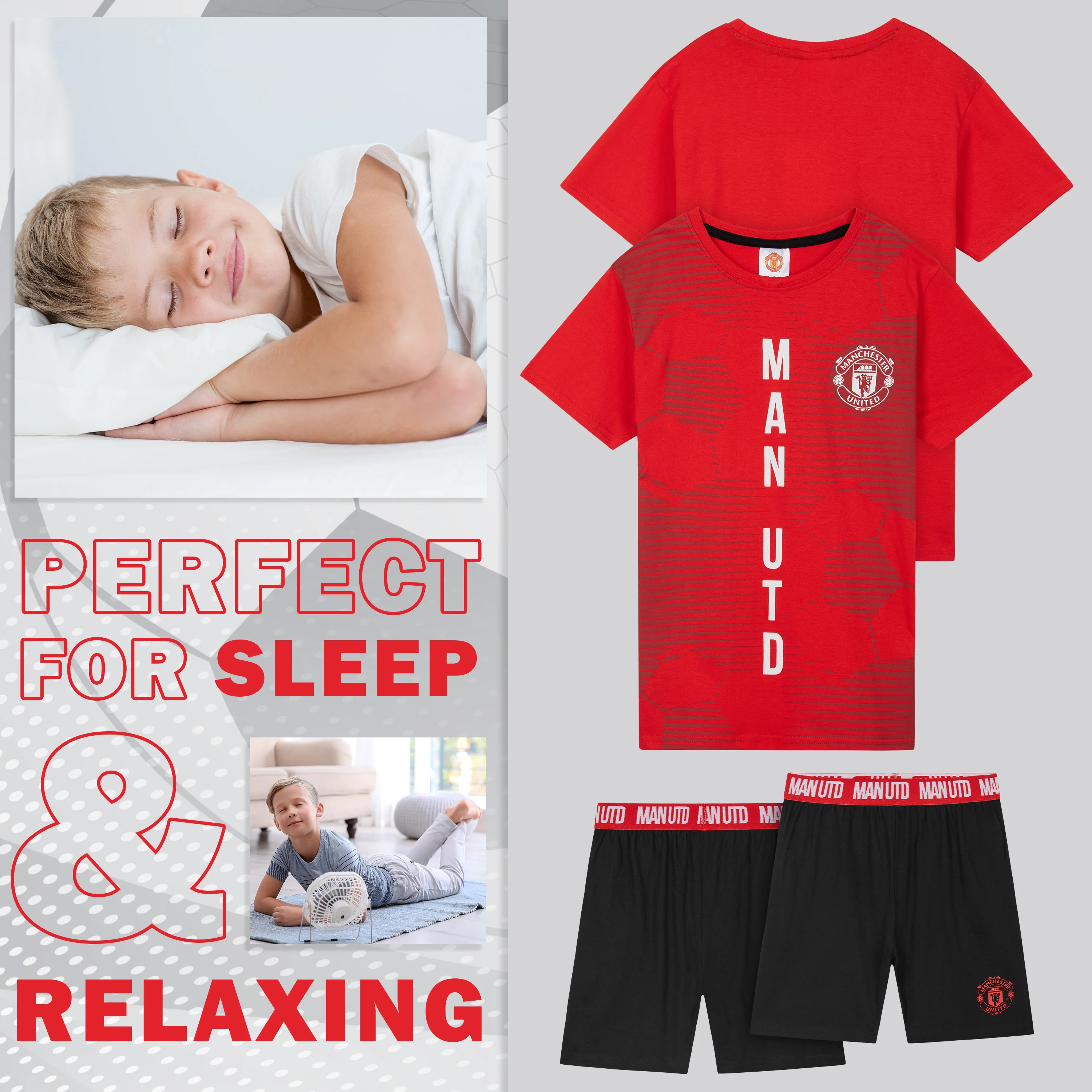 Manchester United Short Pyjama for Boys (UK, Age, 9 Years, 10 Years, Regular, Red/Black) - Image 4