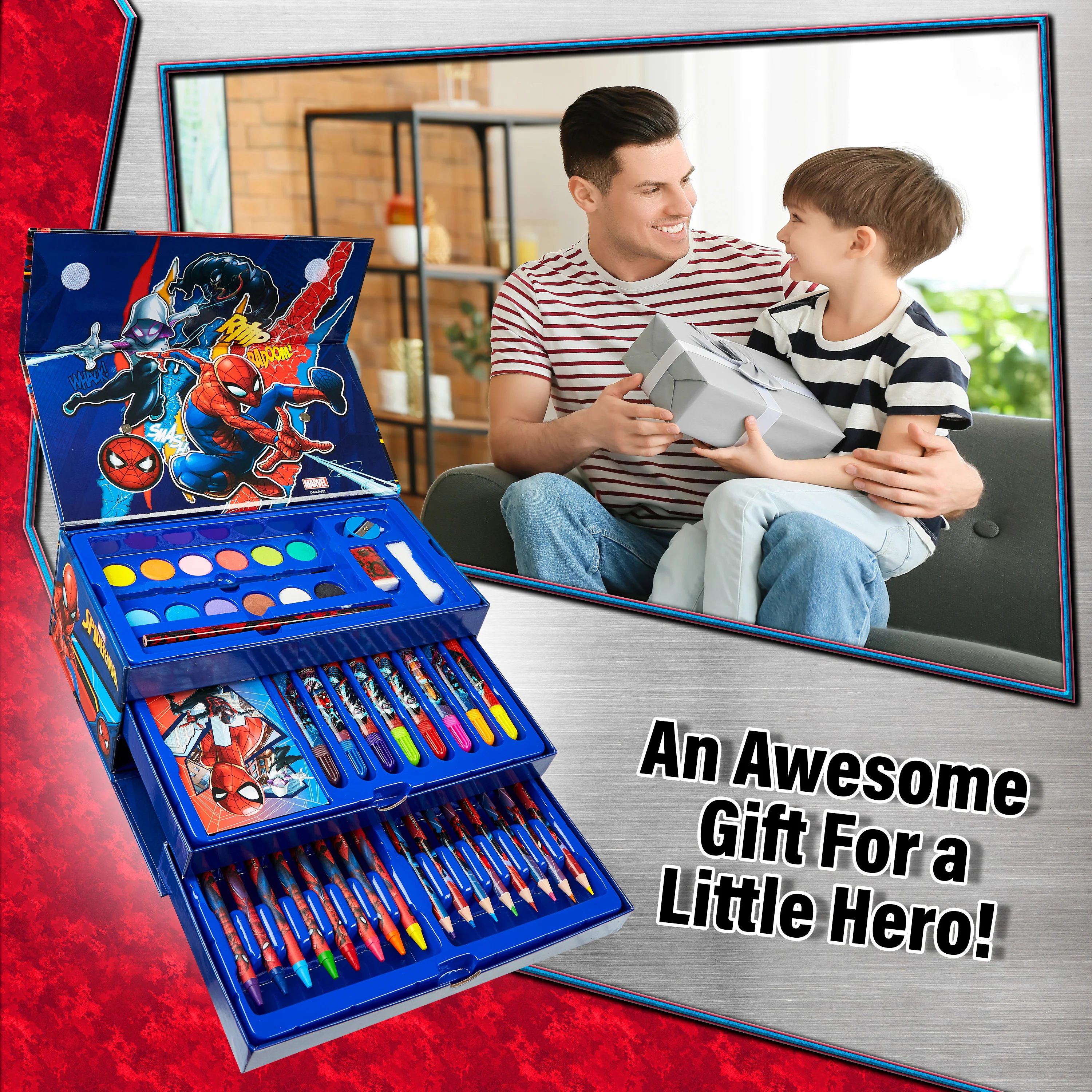 Marvel Art Set Spiderman Colouring Sets for Children with Over 40 Art Supplies for Kids - Image 2