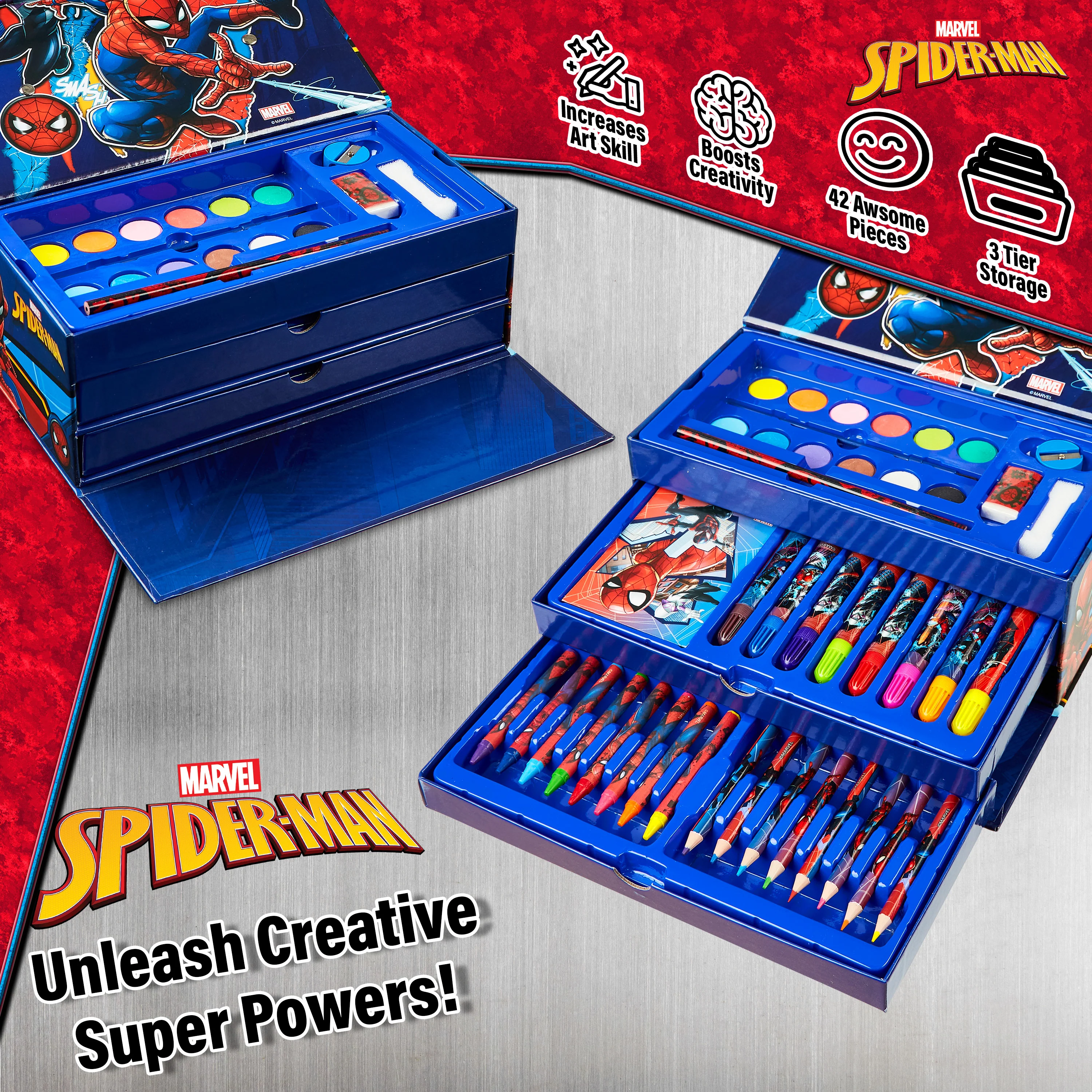 Marvel Art Set Spiderman Colouring Sets for Children with Over 40 Art Supplies for Kids - Image 5