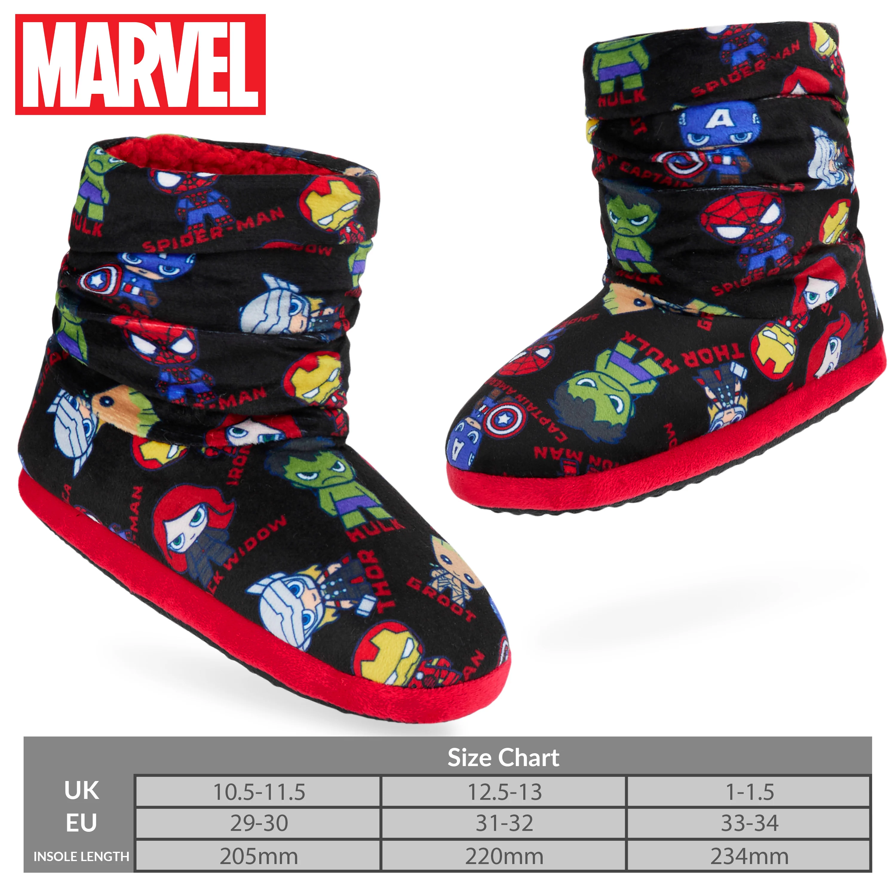 Marvel Avengers Boys Slippers - Plush Indoor House Shoes Warm Boot Slippers Kids Size 11-1 Non Slip Sole - Boys Gifts - Image 6