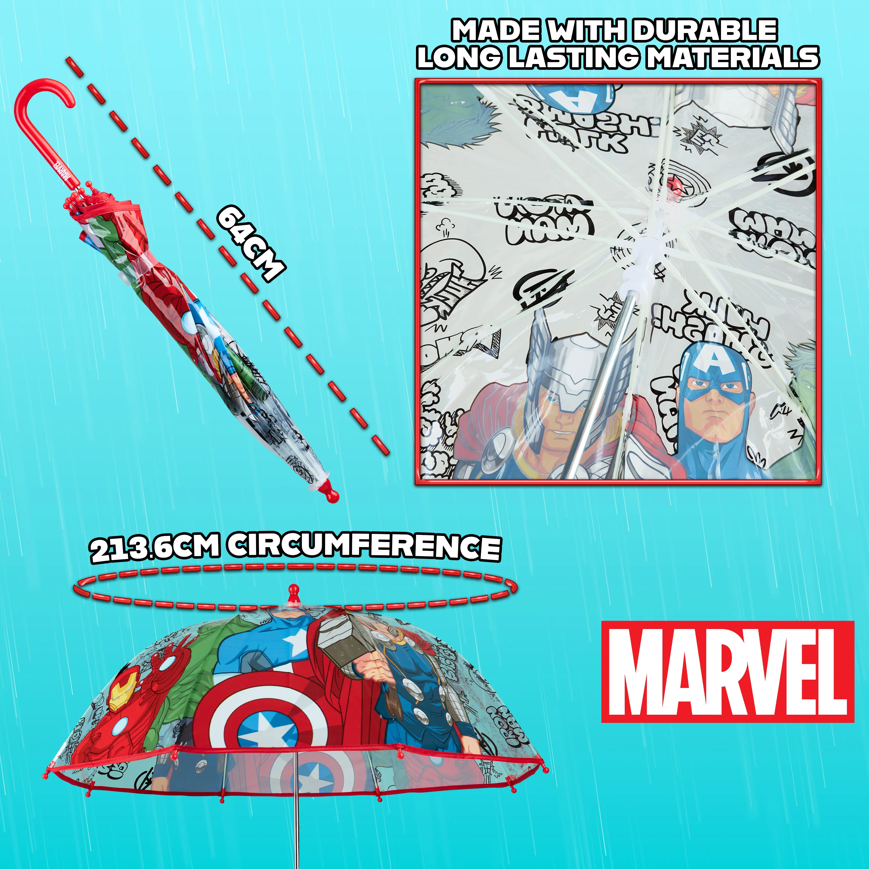 Marvel Avengers Clear Dome Umbrella for Kids Folding Transparent Umbrella - Image 6