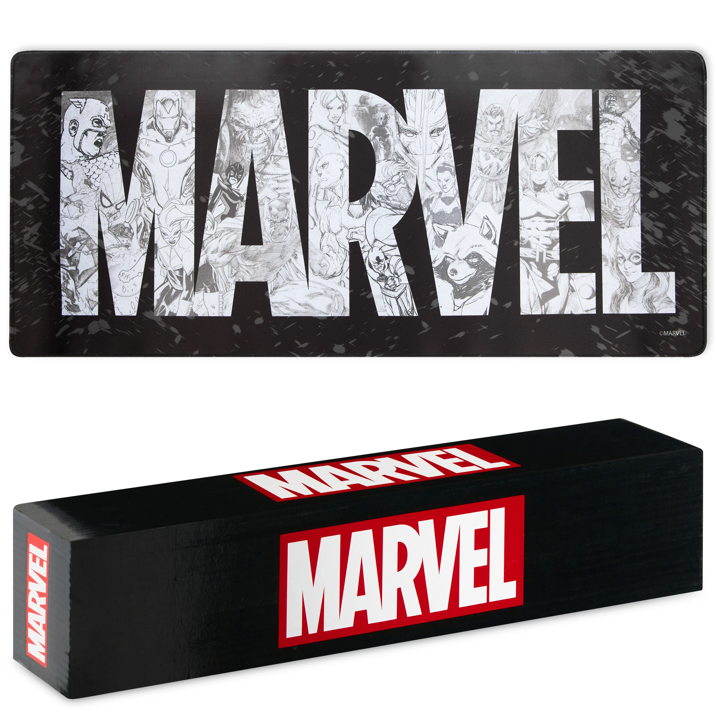 Marvel Avengers Desk Mat Large Mouse Mat 80 x 36 cm Desk Protector Mat PC Laptop Keyboard Groot Spiderman Gifts (Black Marvel)