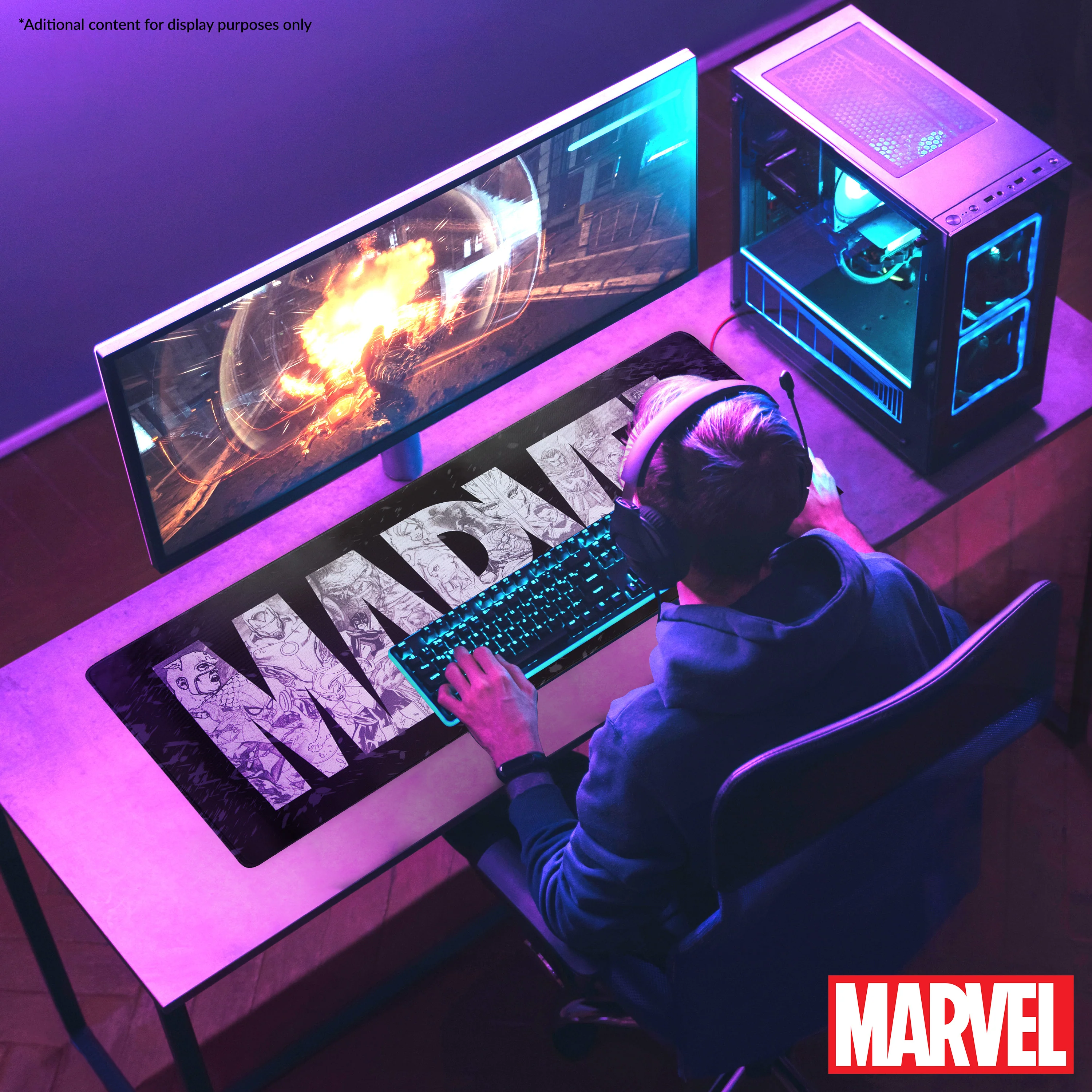 Marvel Avengers Desk Mat Large Mouse Mat 80 x 36 cm Desk Protector Mat PC Laptop Keyboard Groot Spiderman Gifts (Black Marvel) - Image 2
