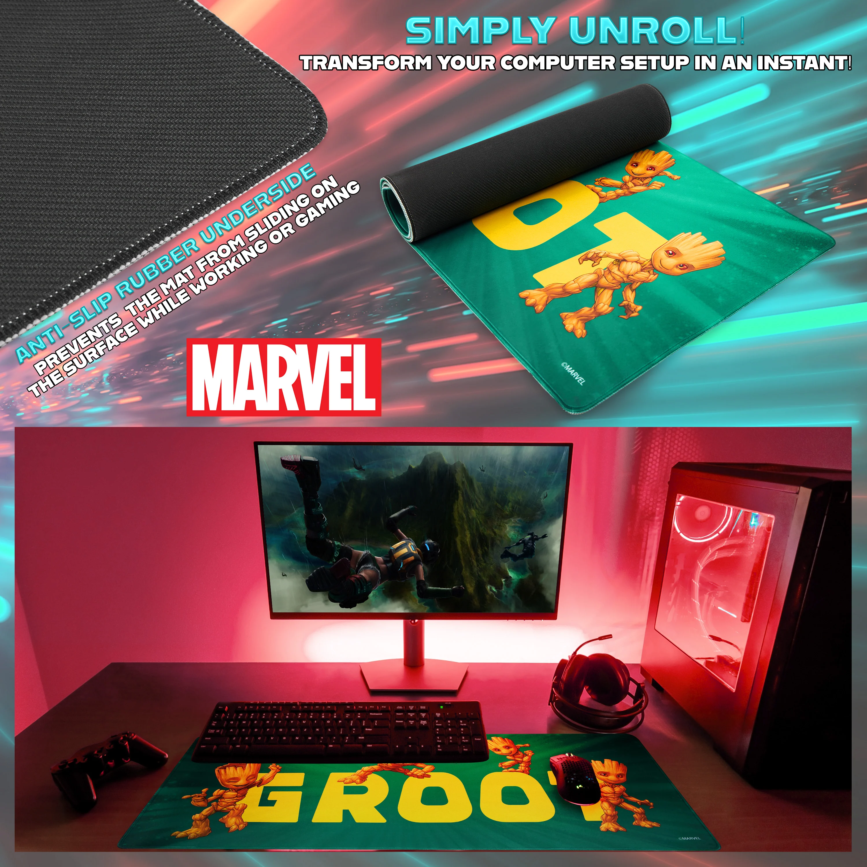 Marvel Avengers Desk Mat, Large Mouse Mat - Green Groot - Image 4