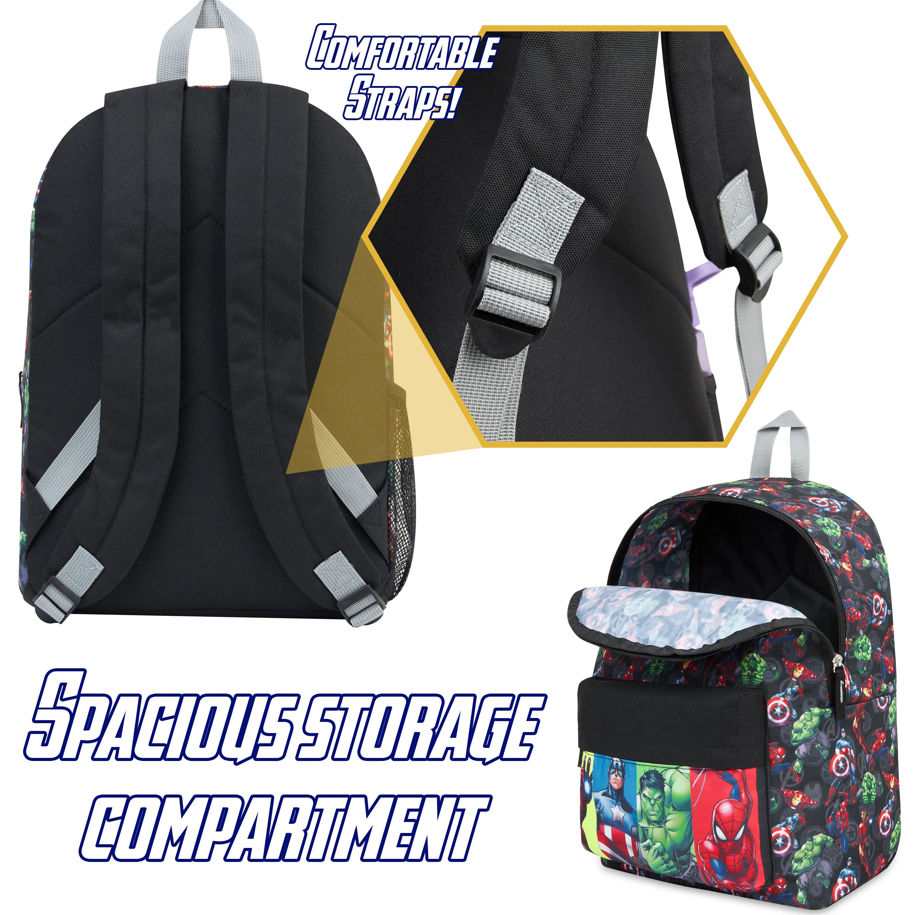 Marvel Kids Backpack, School Bag with Zipped Front Pocket - Avengers - Image 7