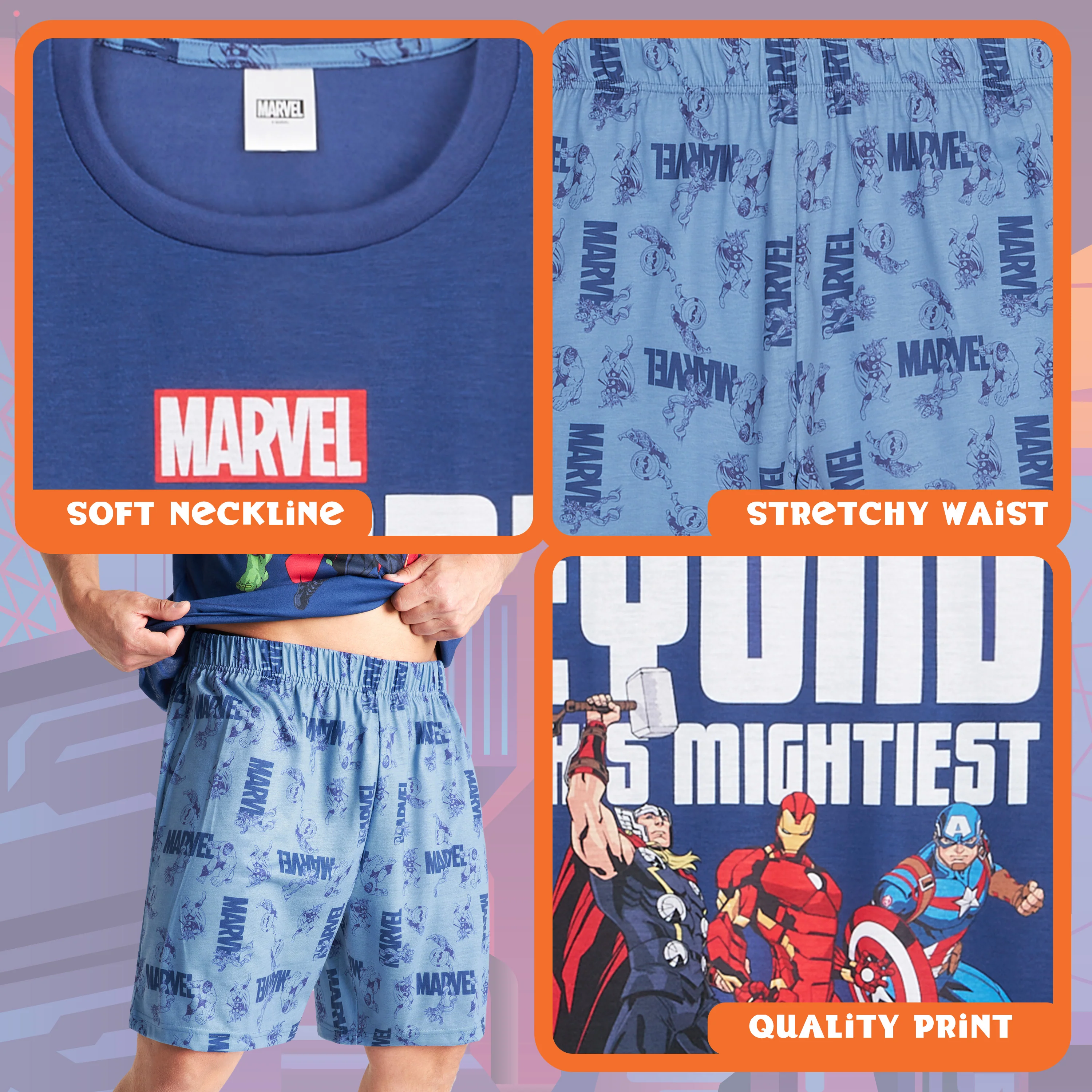 Marvel Avengers Mens Pyjamas Set - Short Sleeve PJs for Men and Teenagers - Image 4
