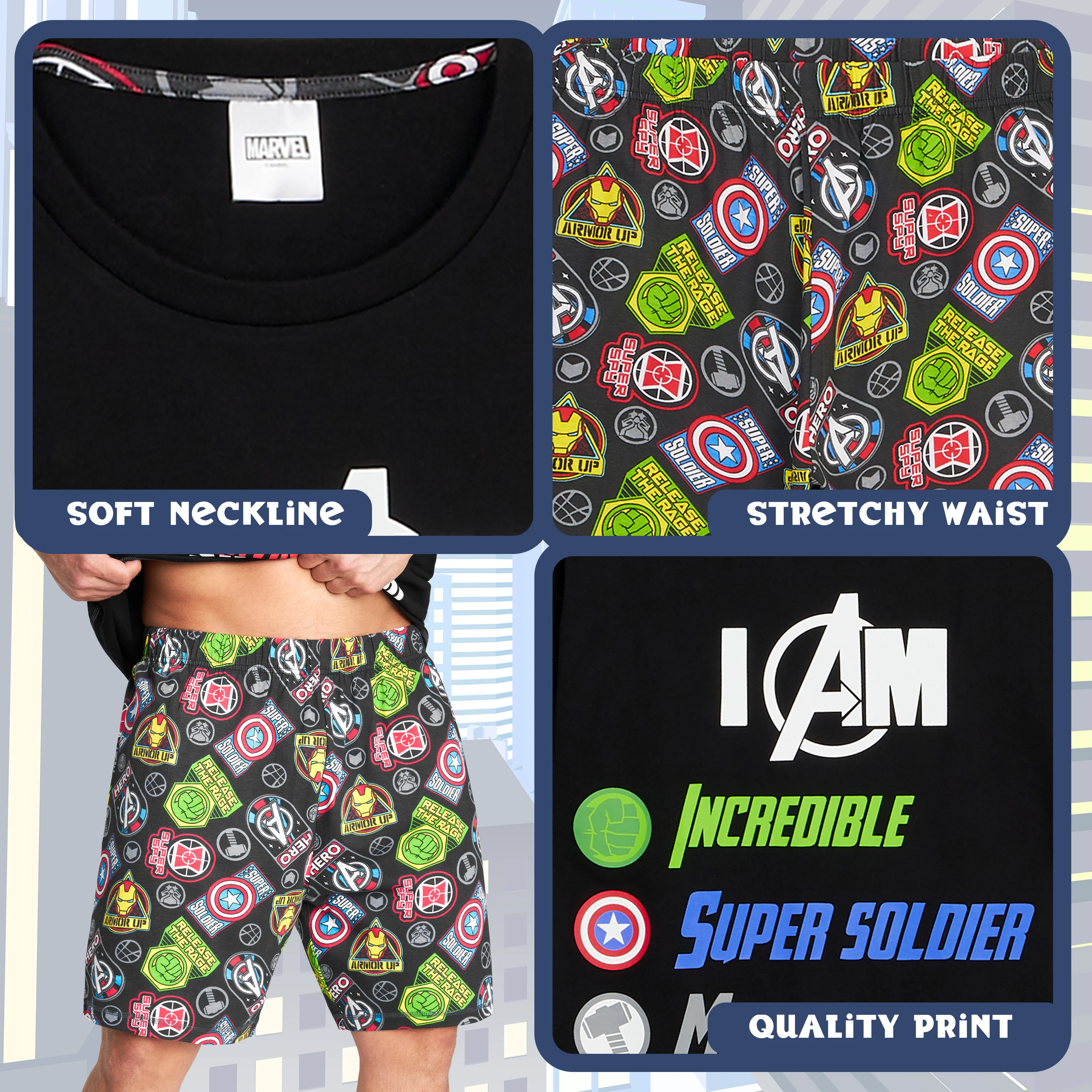 Marvel Avengers Mens Pyjamas Set - Short Sleeve PJs for Men and Teenagers - Image 4