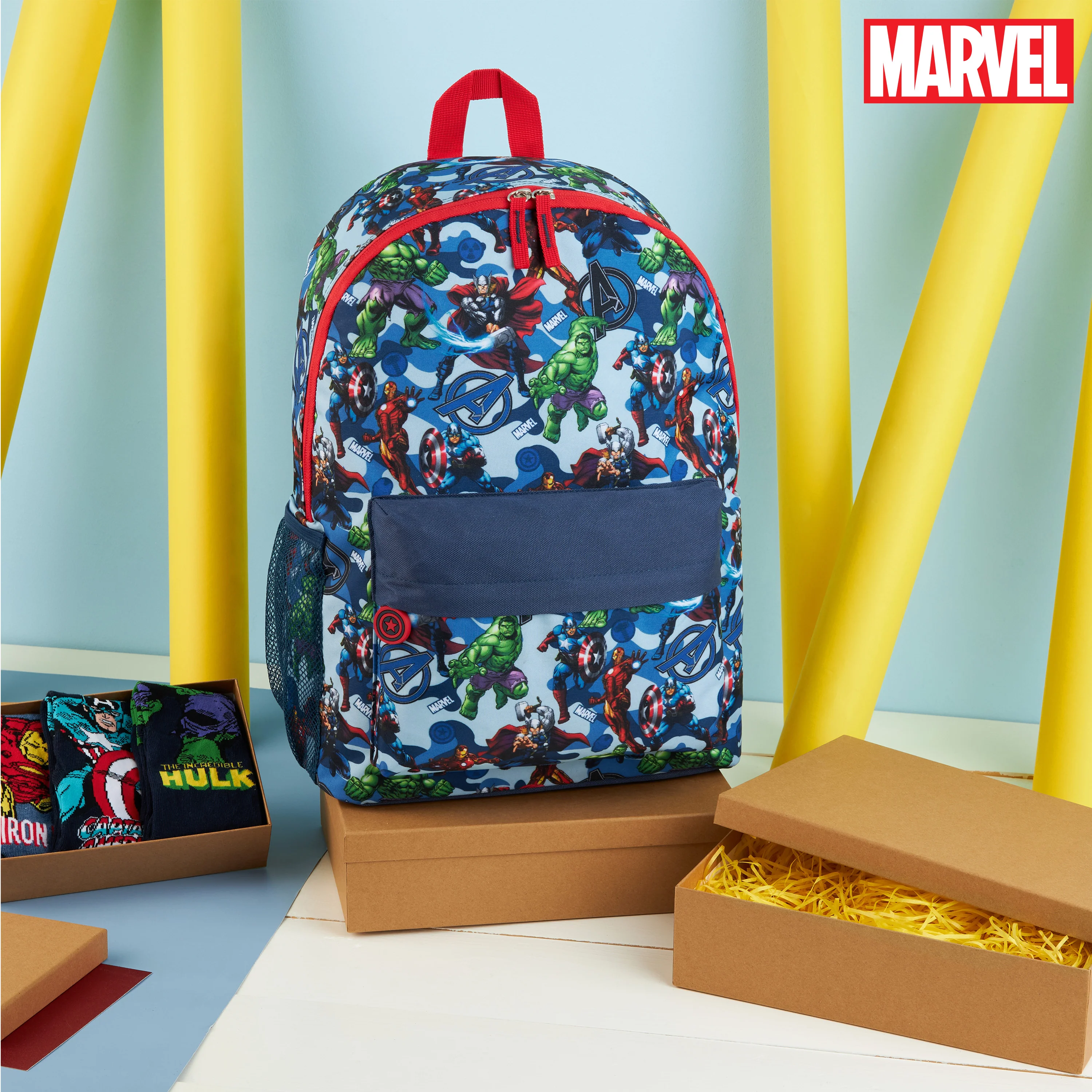 Marvel Kids Backpack, School Bag with Zipped Front Pocket - Avengers AOP - Image 3