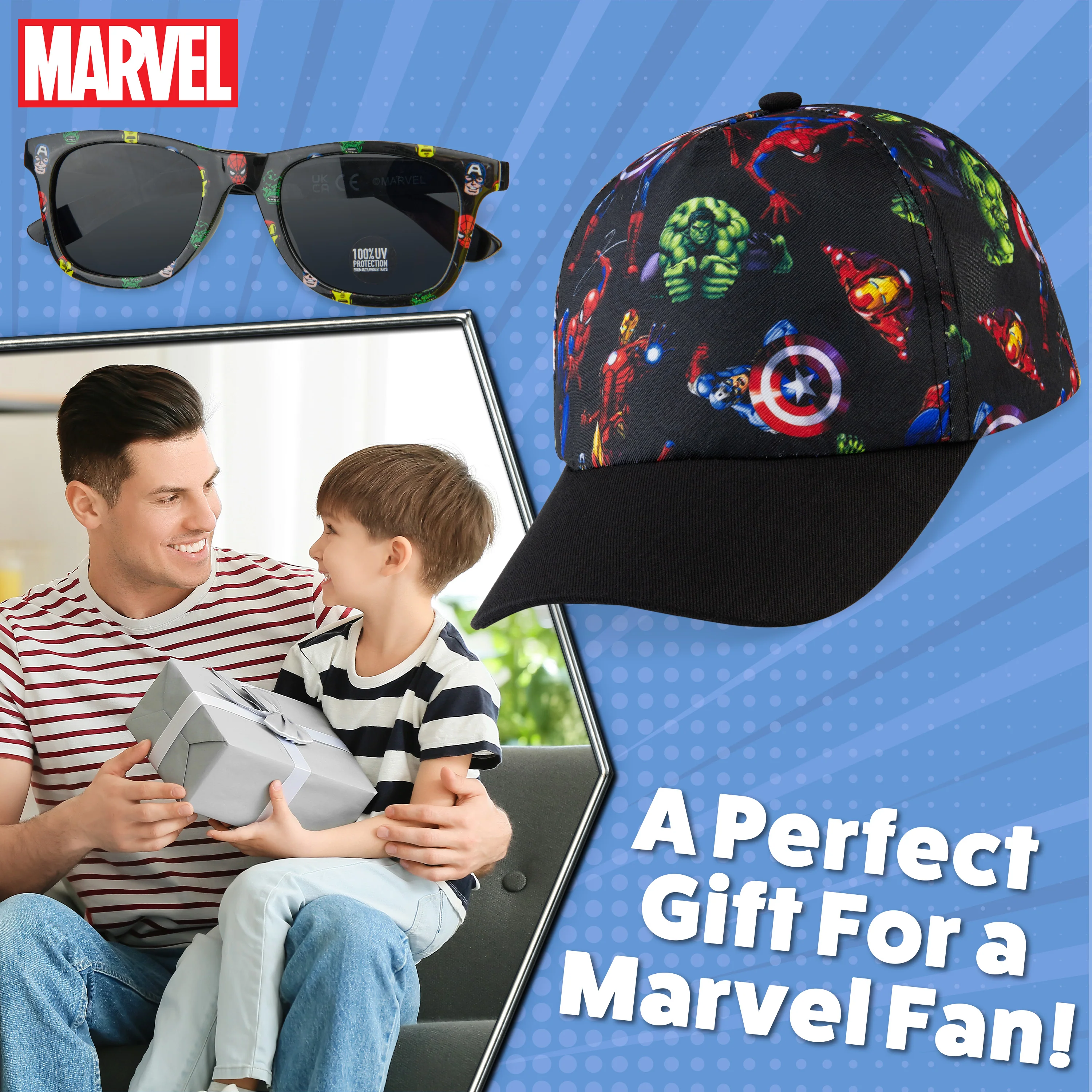 Marvel Baseball Cap and Kids Sunglasses -Boys 100% UV Protection Breathable Hat - Image 4