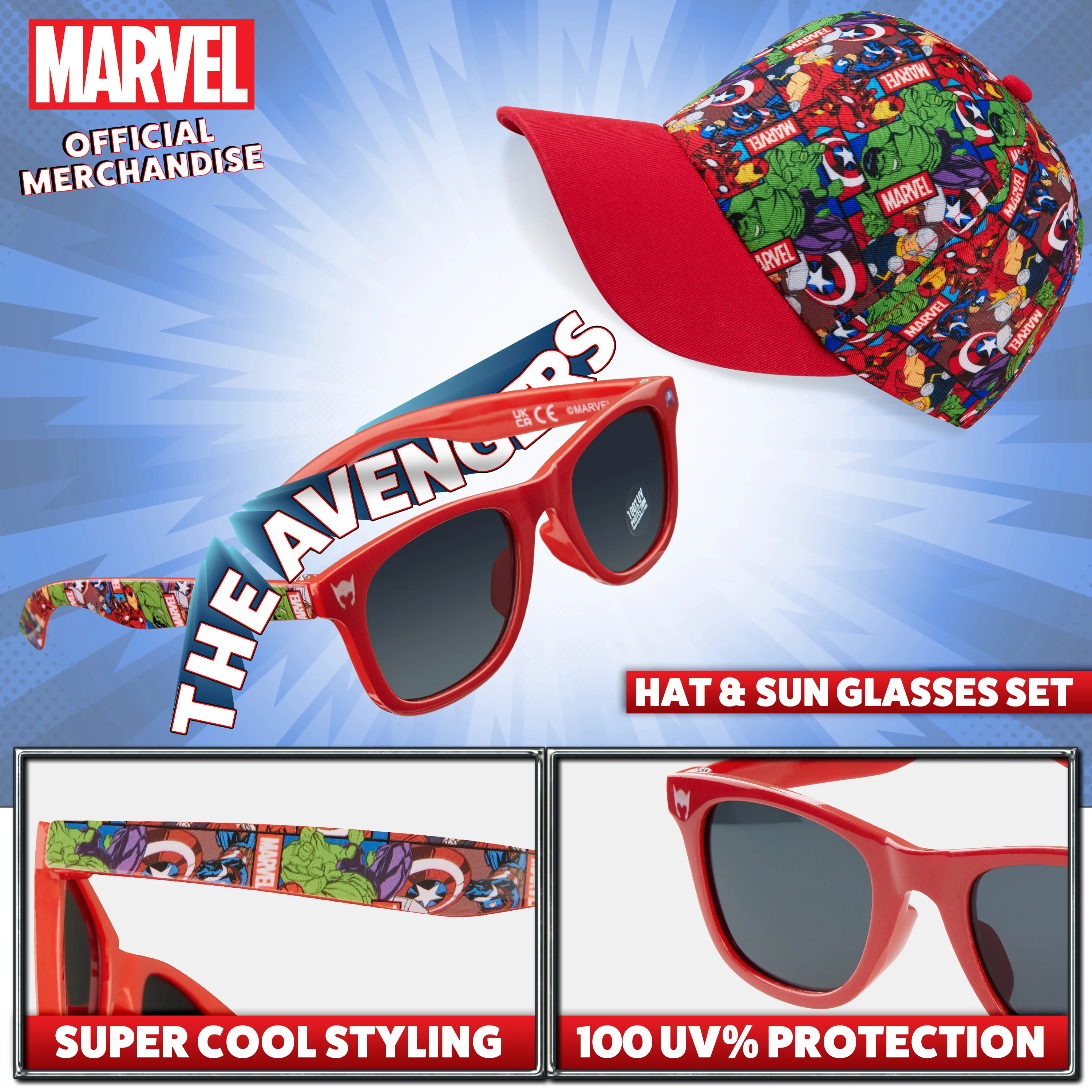 Marvel Baseball Cap and Kids Sunglasses for Boys - 100% UV Protection - Image 3