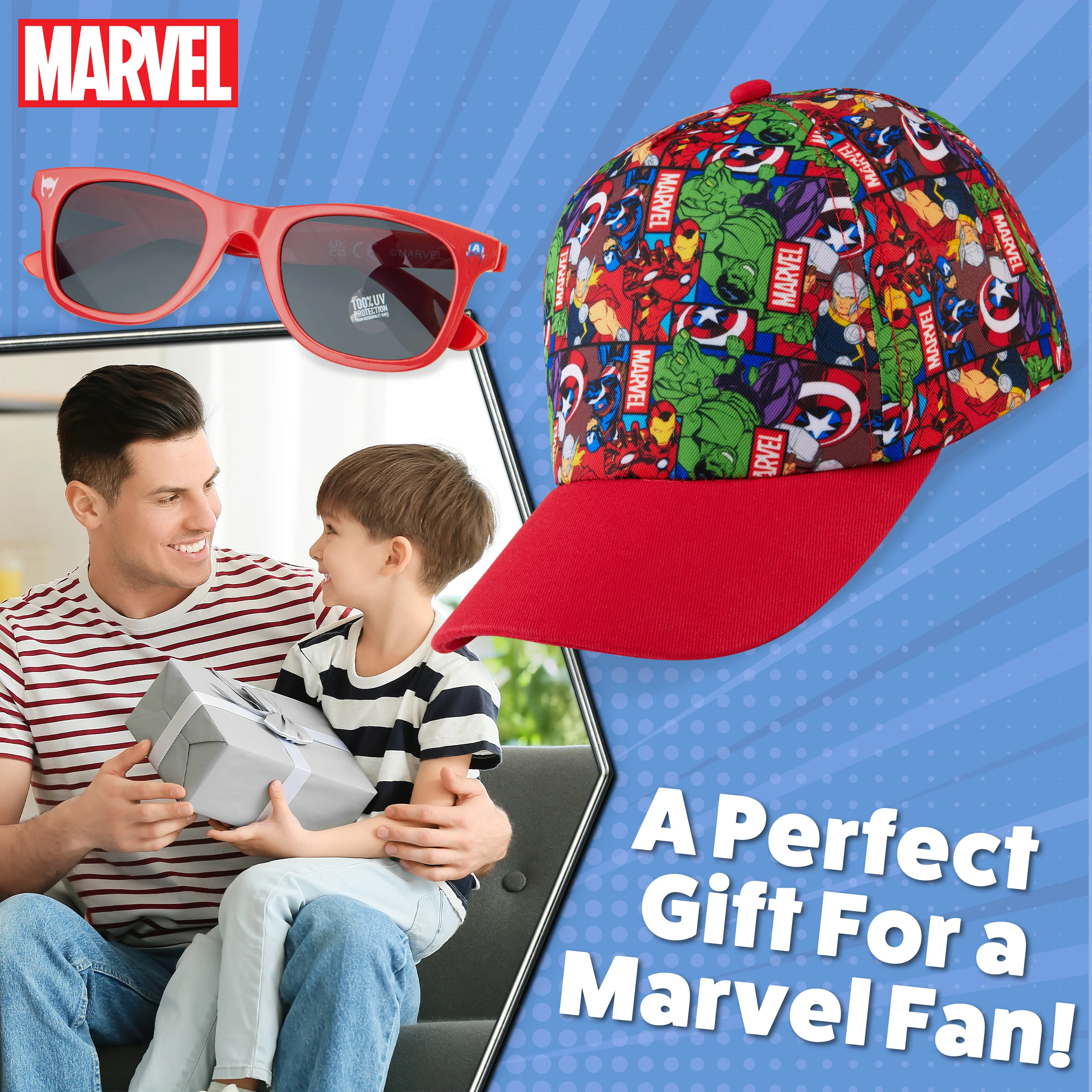 Marvel Baseball Cap and Kids Sunglasses for Boys - 100% UV Protection - Image 4