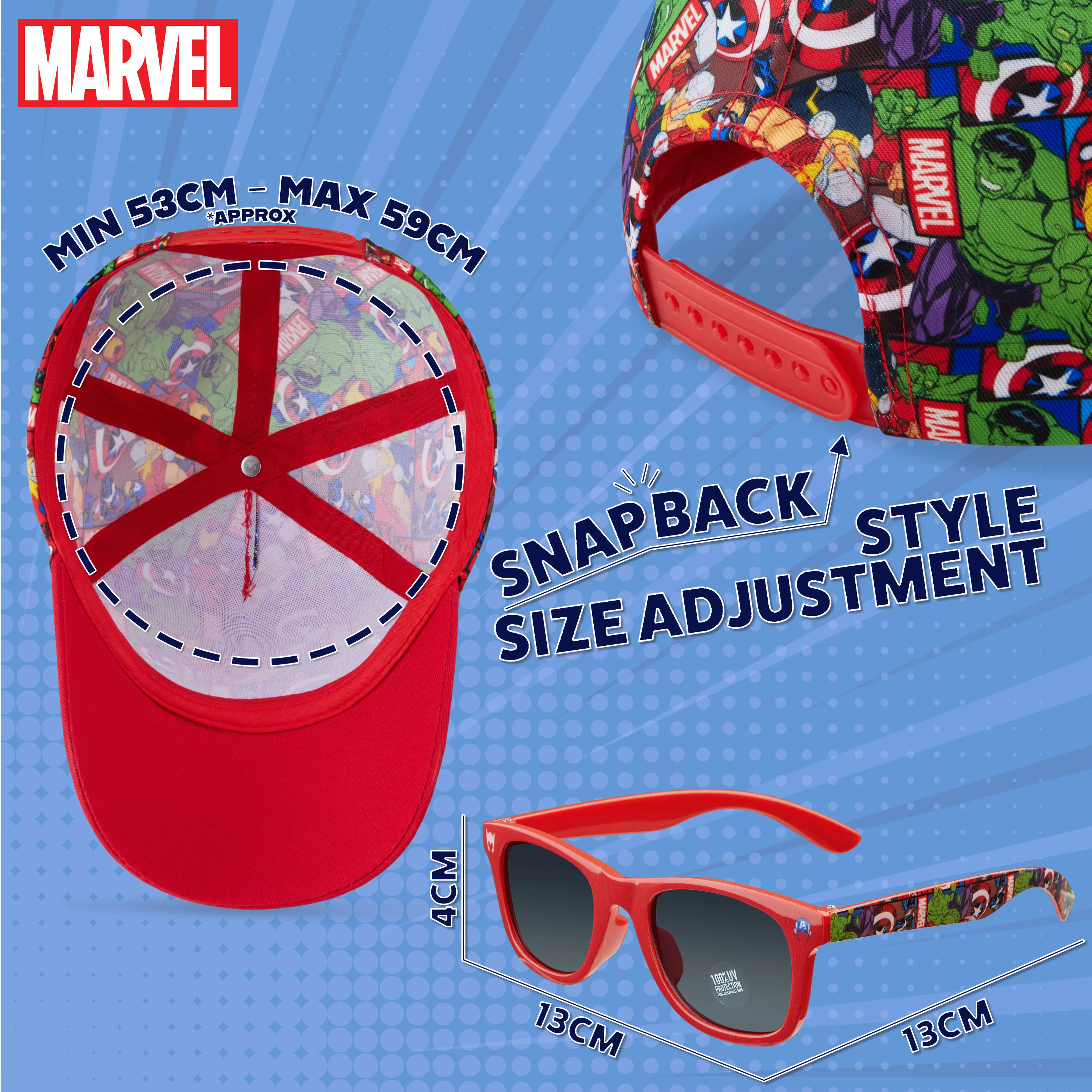 Marvel Baseball Cap and Kids Sunglasses for Boys - 100% UV Protection - Image 6