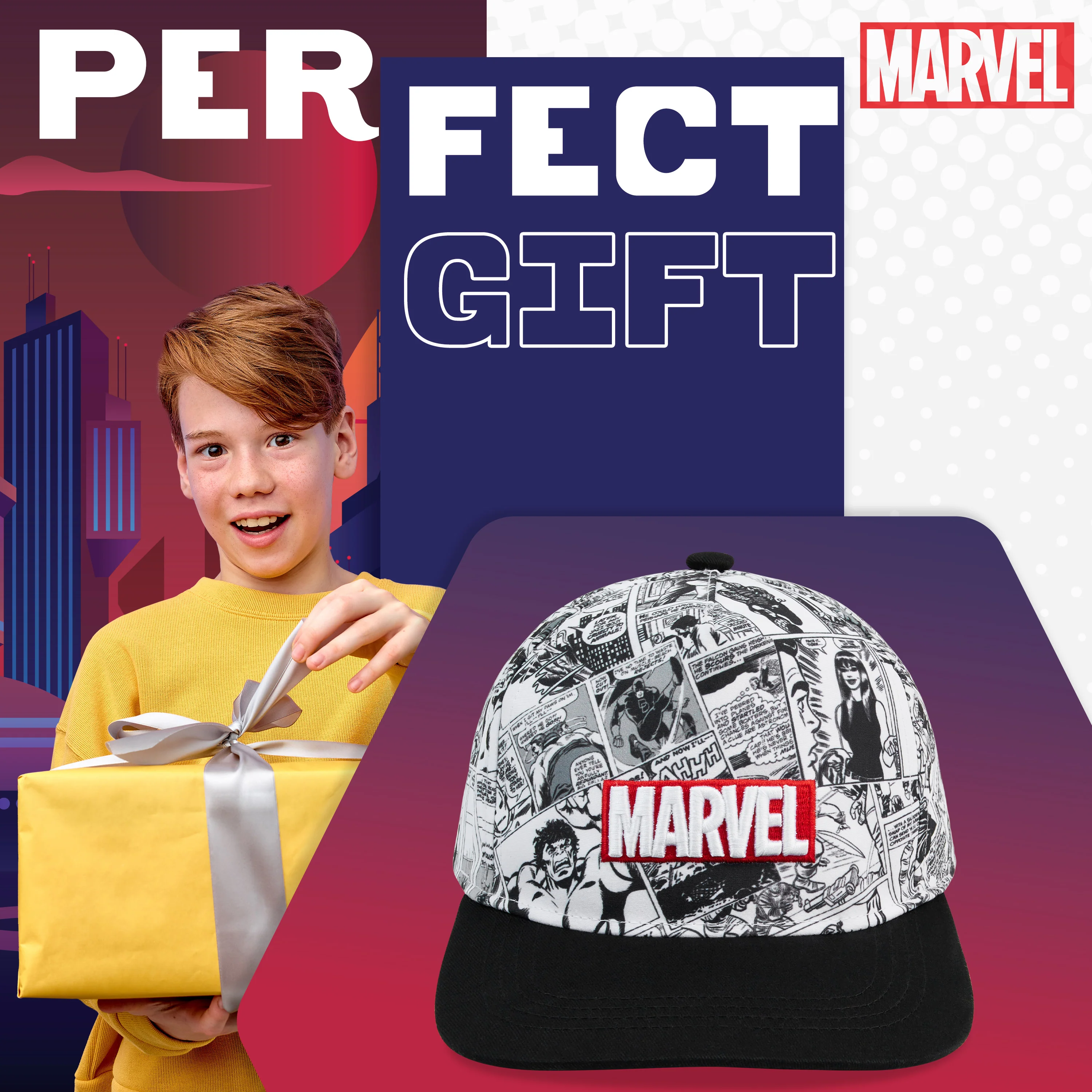 Marvel Baseball Cap for Boys and Teenagers - Black/White - Image 3