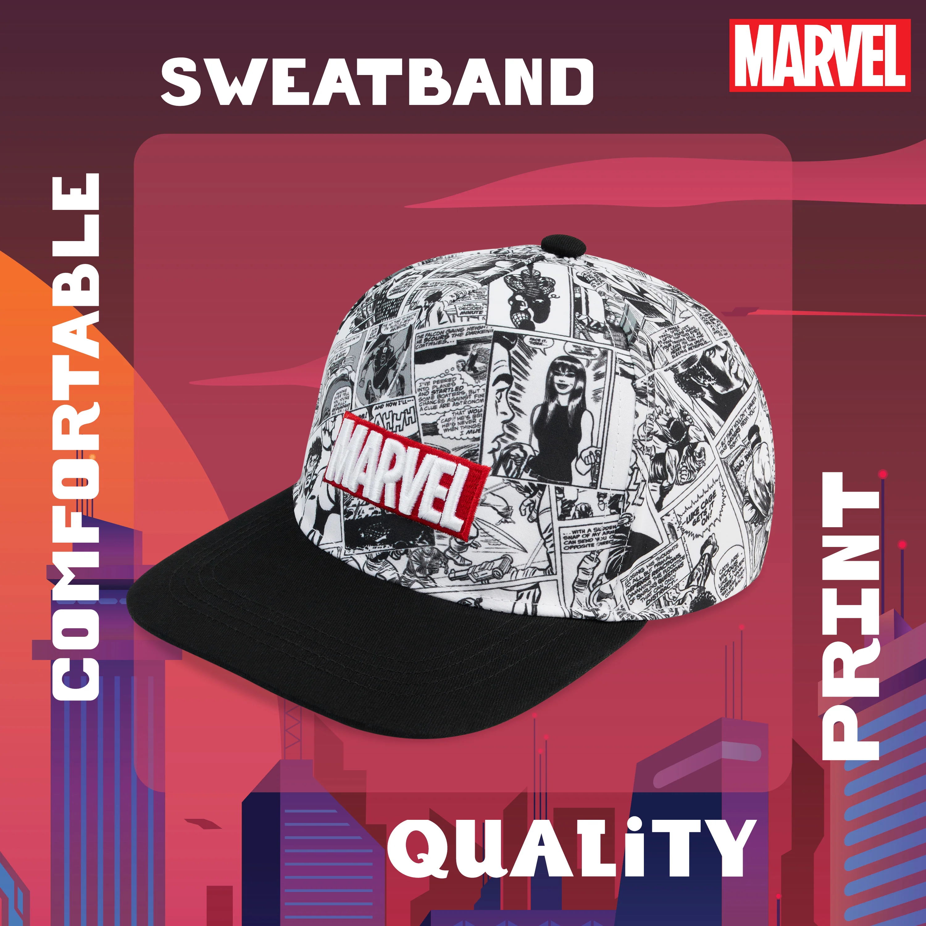 Marvel Baseball Cap for Boys and Teenagers - Black/White - Image 4