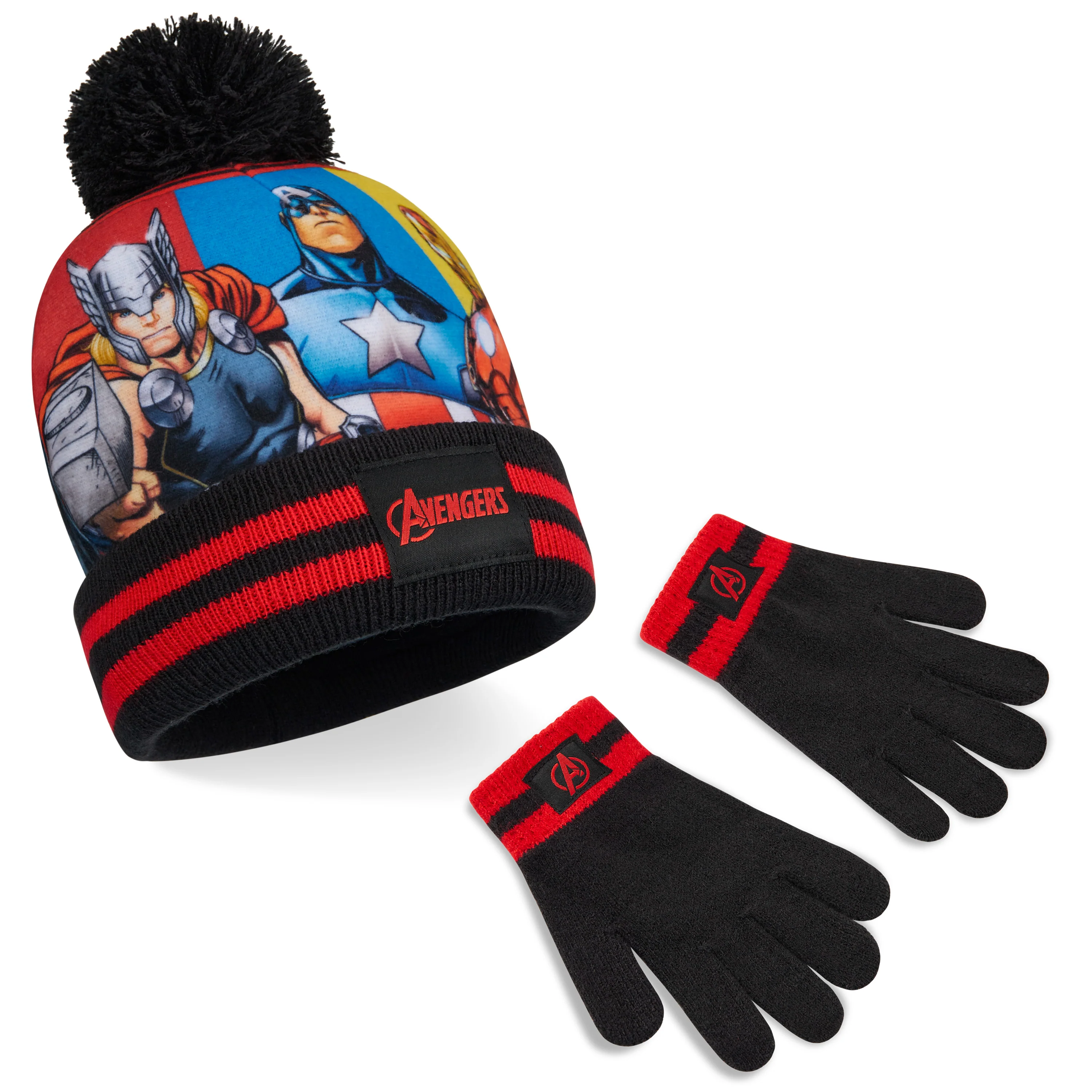Marvel Beanie Hat and Gloves Set Kids - Avengers 2 Piece Winter Set