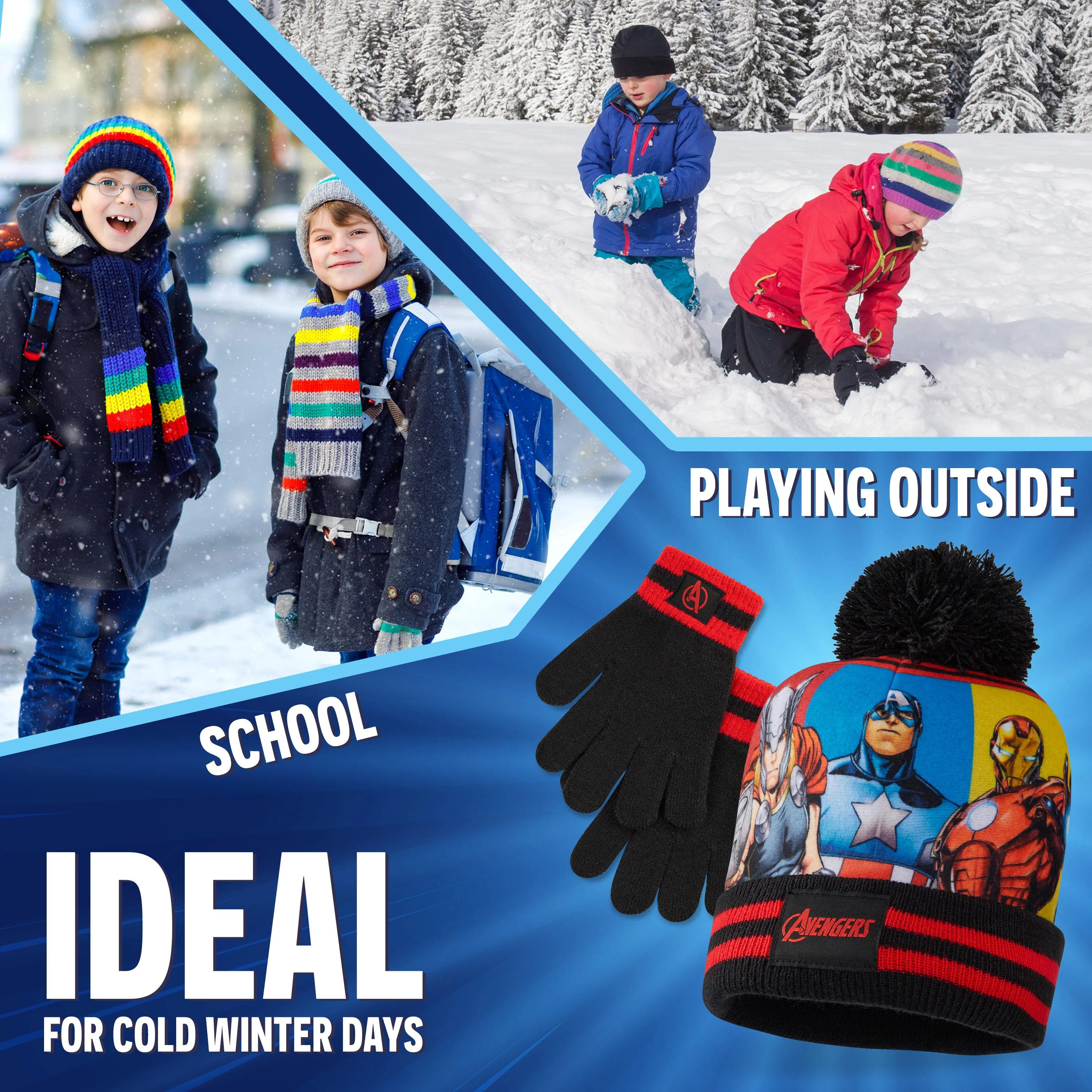 Marvel Beanie Hat and Gloves Set Kids - Avengers 2 Piece Winter Set - Image 5