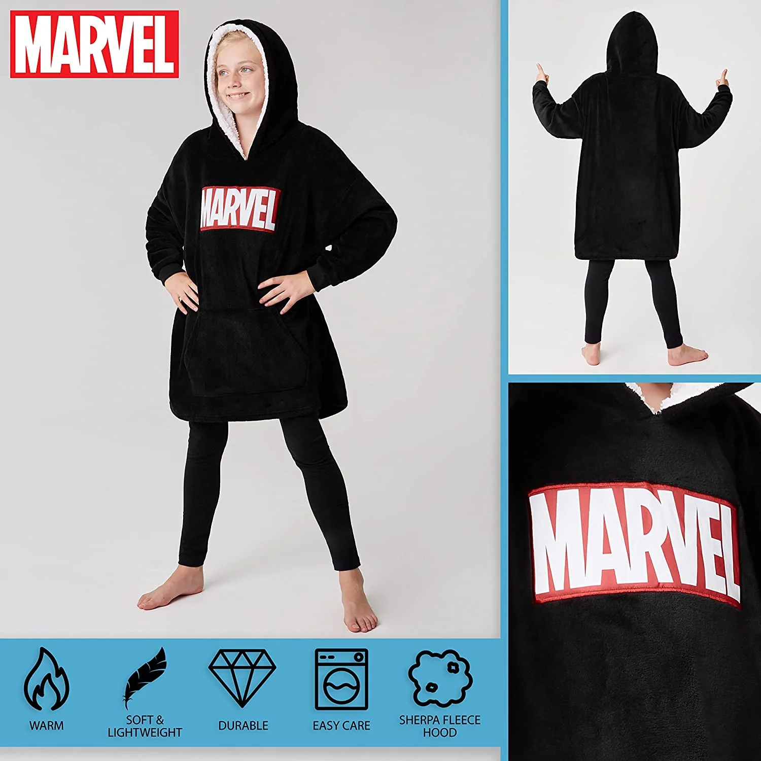 Marvel Blanket Hoodie for Kids - Black - Image 2