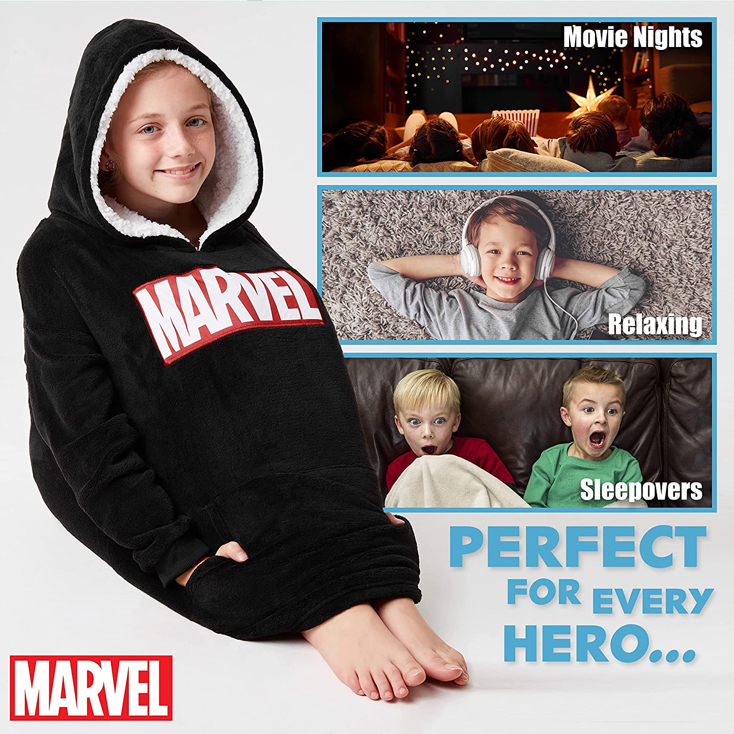 Marvel Blanket Hoodie for Kids - Black - Image 5