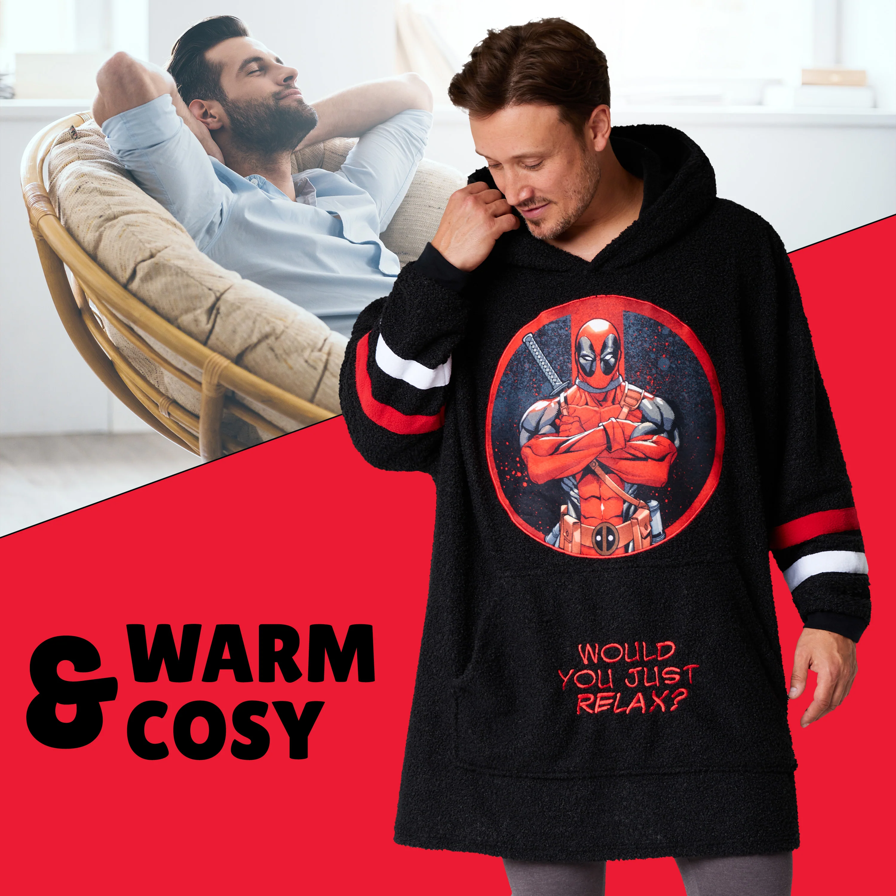 Marvel Blanket Hoodie for Men and Teenagers - Deadpool - Image 4