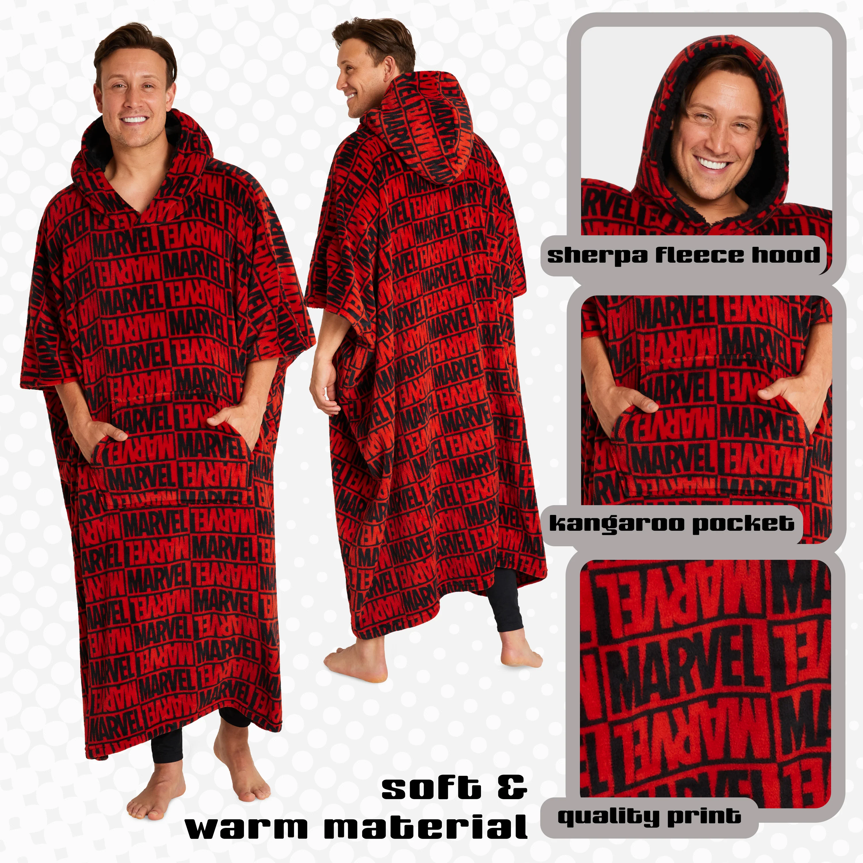 Marvel Blanket Hoodie for Men and Teenagers - Red & Black Hoodie for Men - Image 4