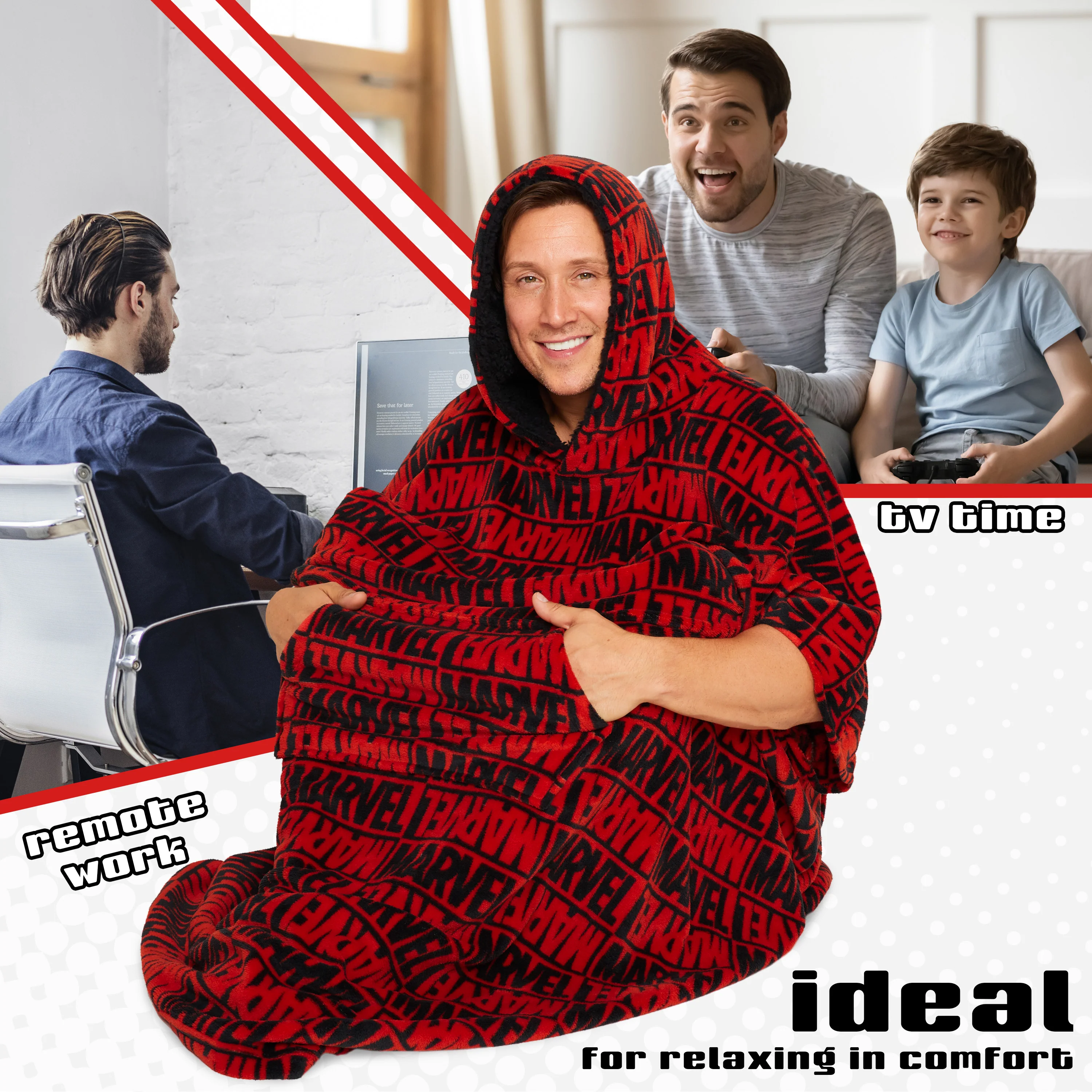 Marvel Blanket Hoodie for Men and Teenagers - Red & Black Hoodie for Men - Image 5