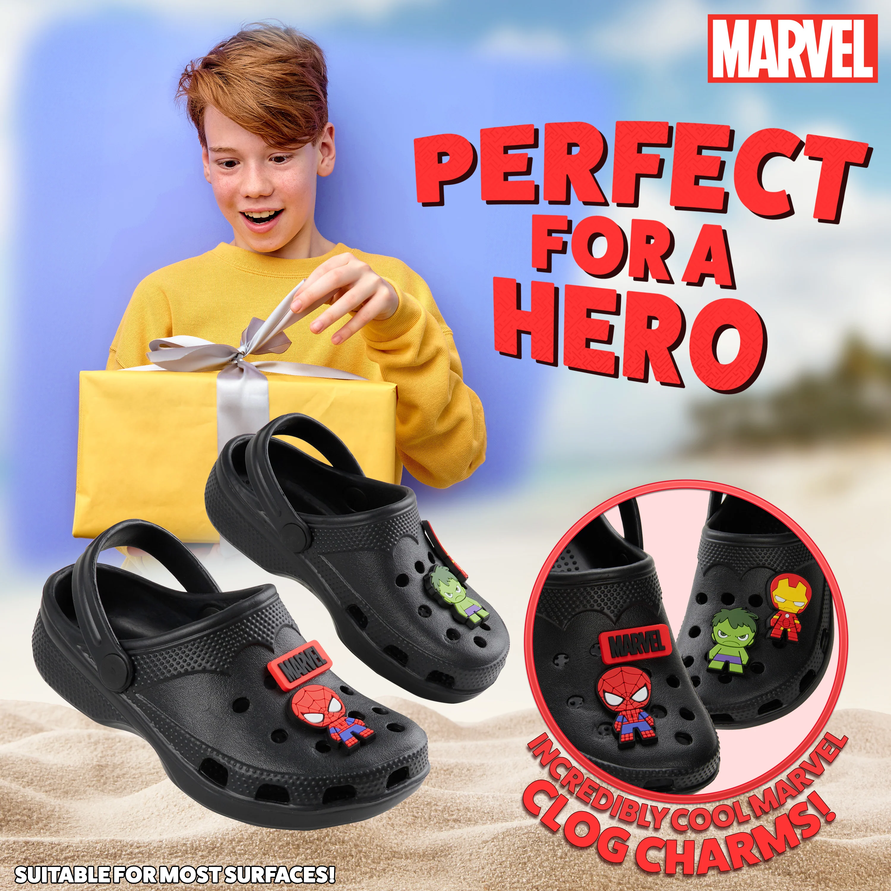 Marvel Boys Clogs with Removable Rubber Charms - Black Spiderman - Image 3