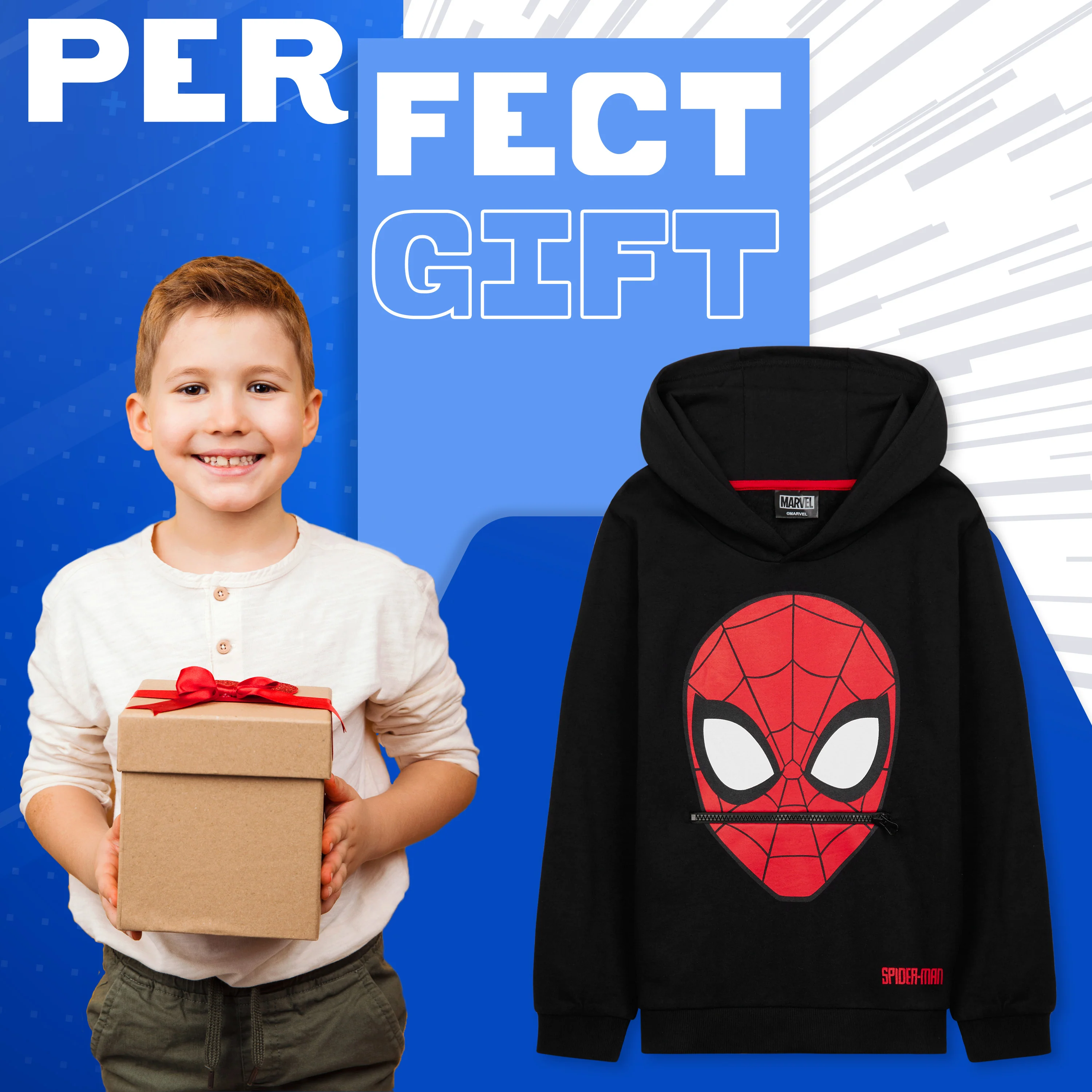 Marvel Boys Hoodie - Spiderman Hooded Sweatshirt for Boys - Image 2