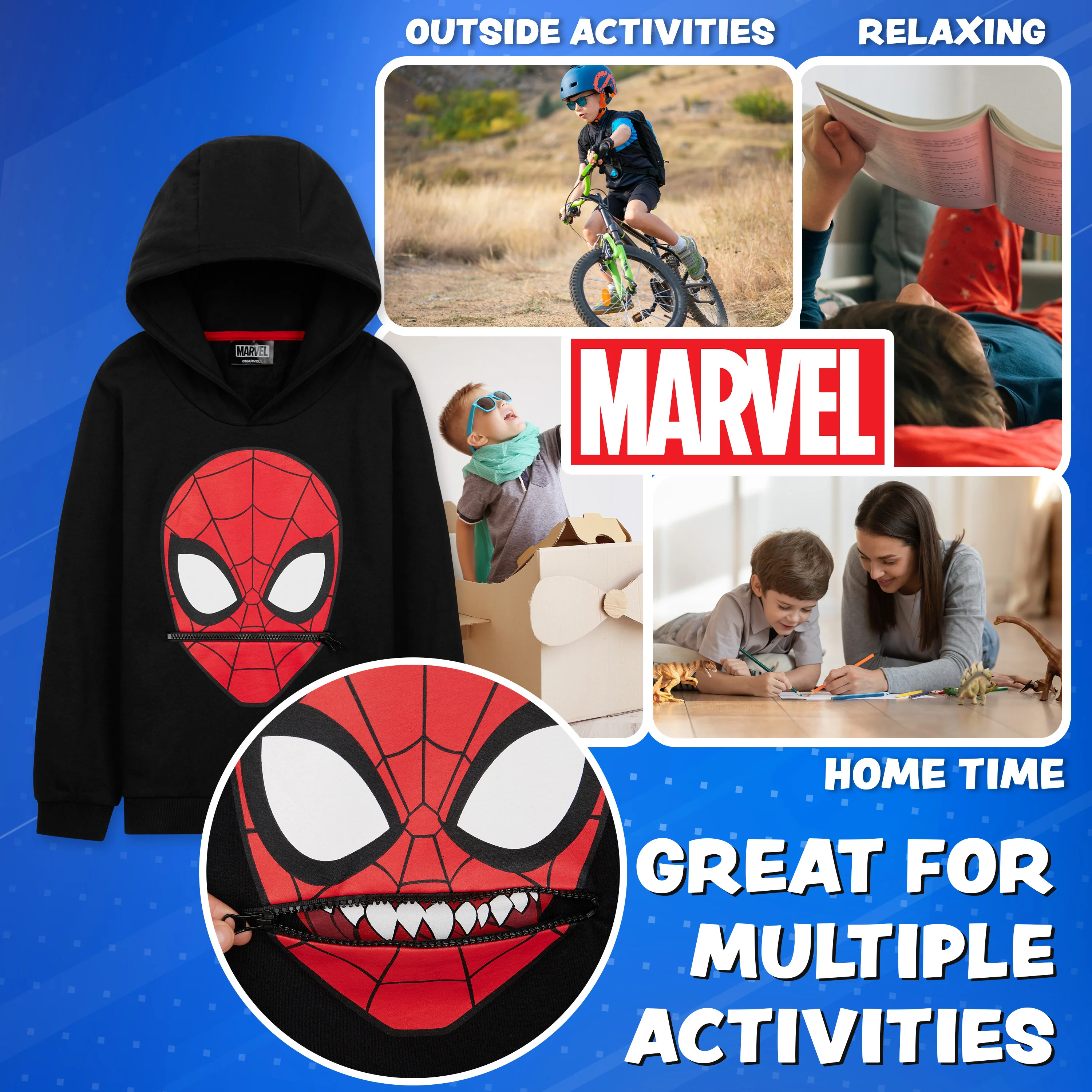 Marvel Boys Hoodie - Spiderman Hooded Sweatshirt for Boys - Image 3