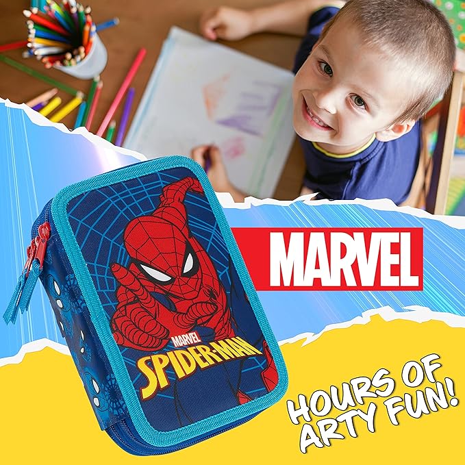 Marvel Boy's Pencil Case, Pencil Case with Compartments Filled School SupplieS - Image 3