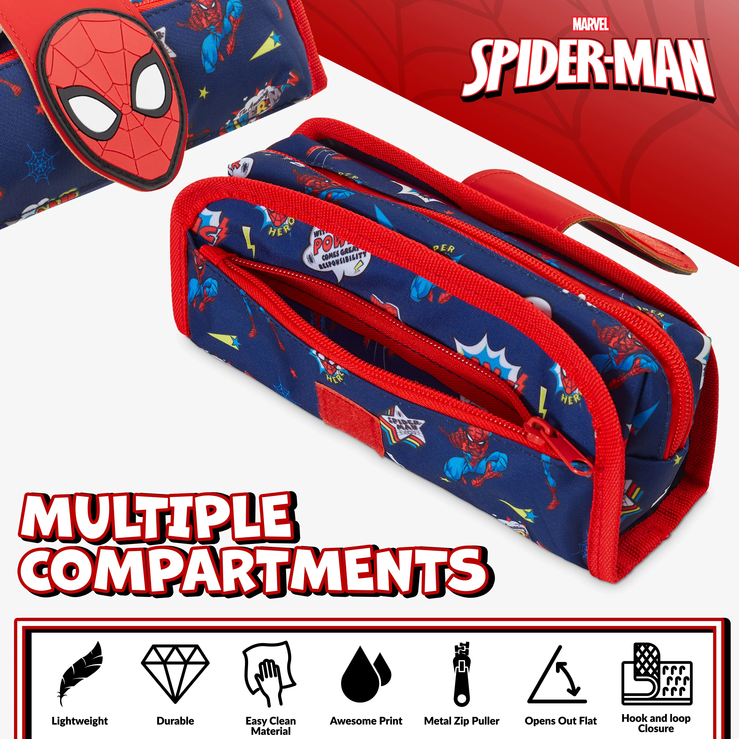Marvel Boys Pencil Case Spiderman Pencil Cases for Kids with Stationery - Image 4