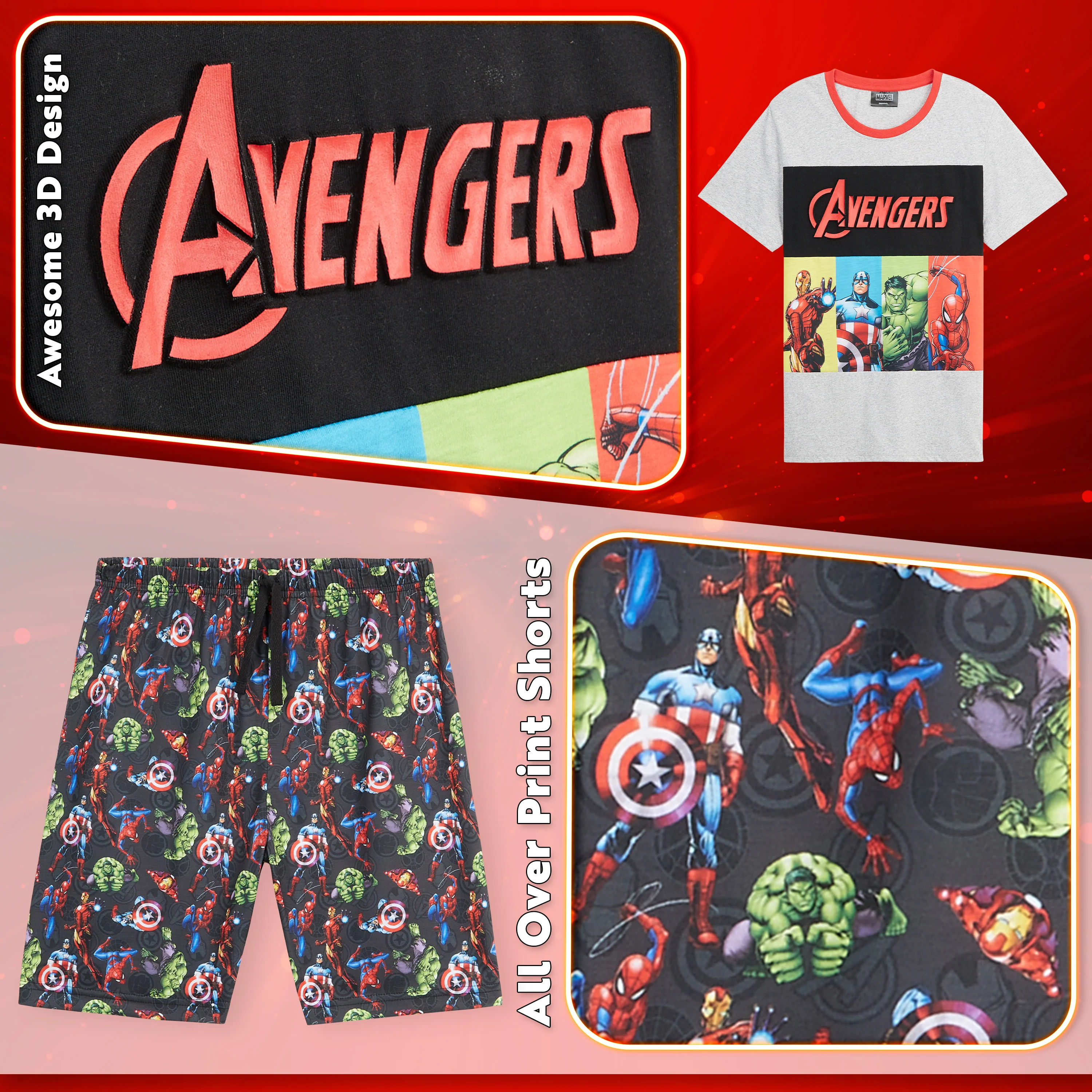 Marvel Boys Pyjama Set, T-Shirt & Shorts Summer PJs for Boys - Image 5