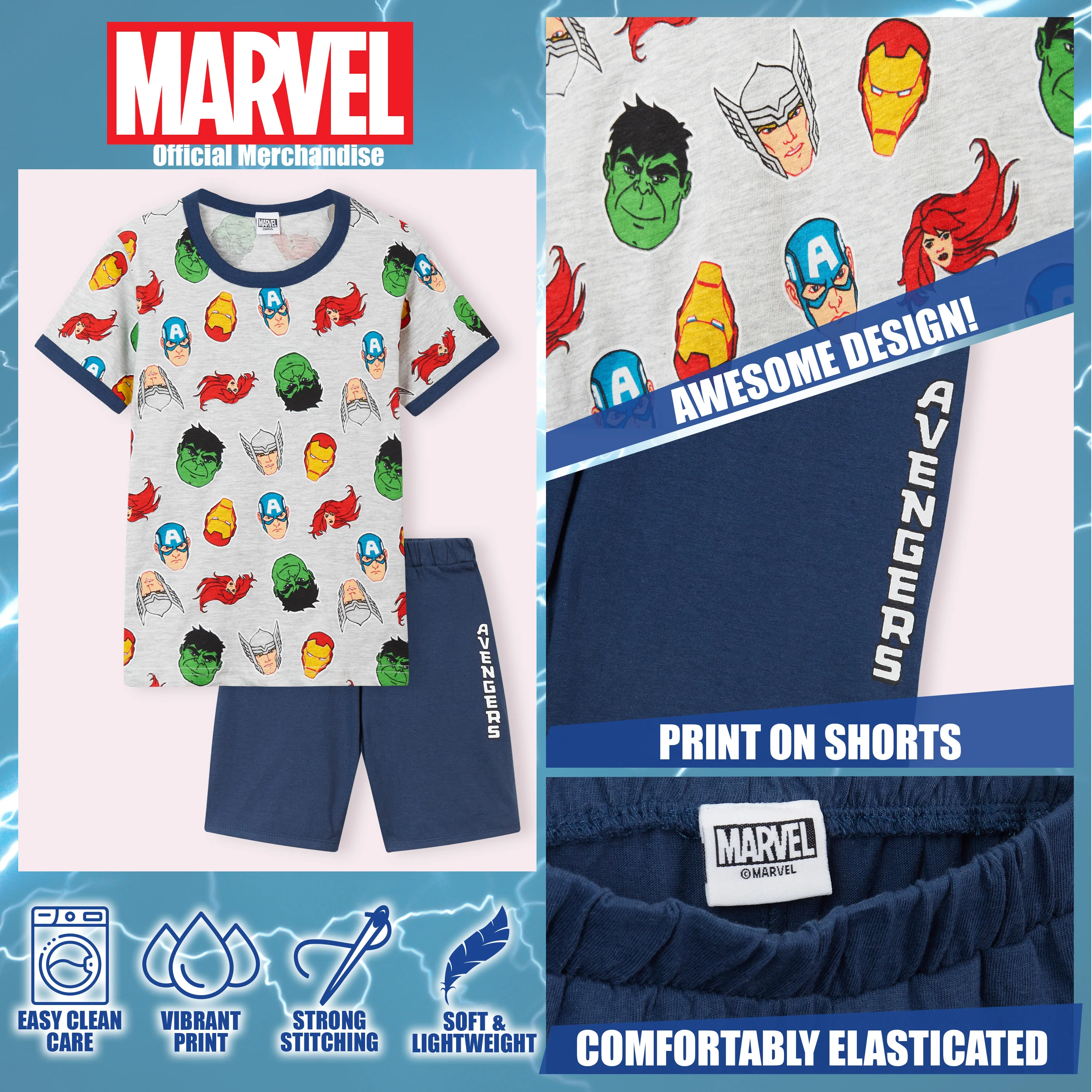 Marvel Boys Pyjamas Avengers Superhero Short PJs - Image 4