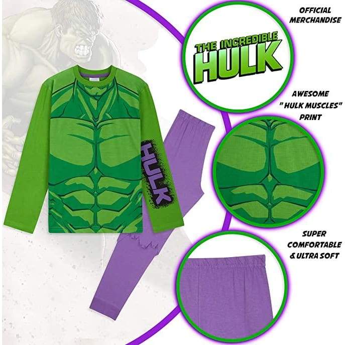 Marvel Boys Pyjamas, Incredible Hulk Pyjamas, Kids Pjs Set, Cotton Kids Clothes - Image 4