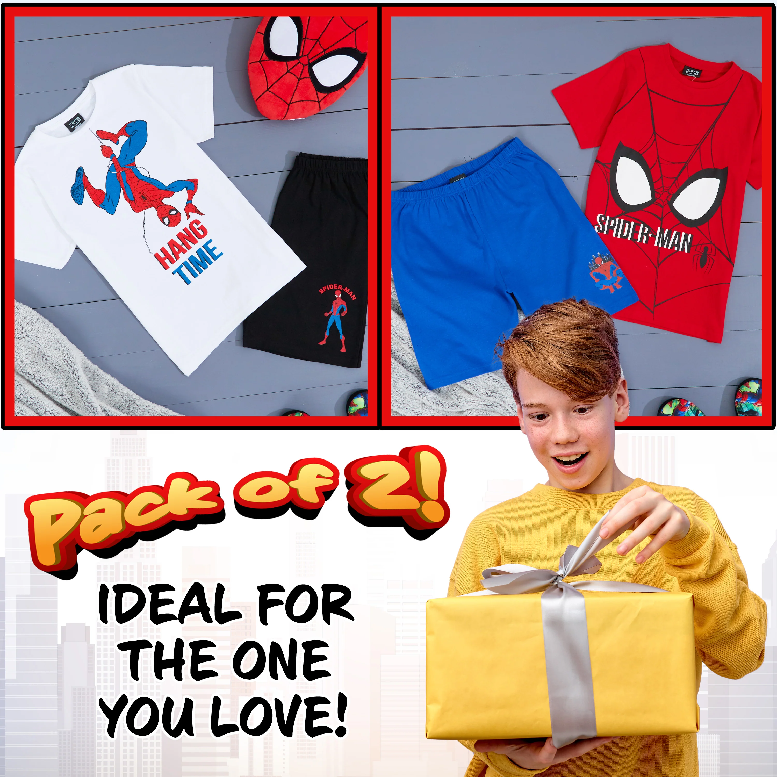 Marvel Boys Short Pyjamas Set, Breathable Loungewear Pack of 2 - Boys Gifts - Image 2