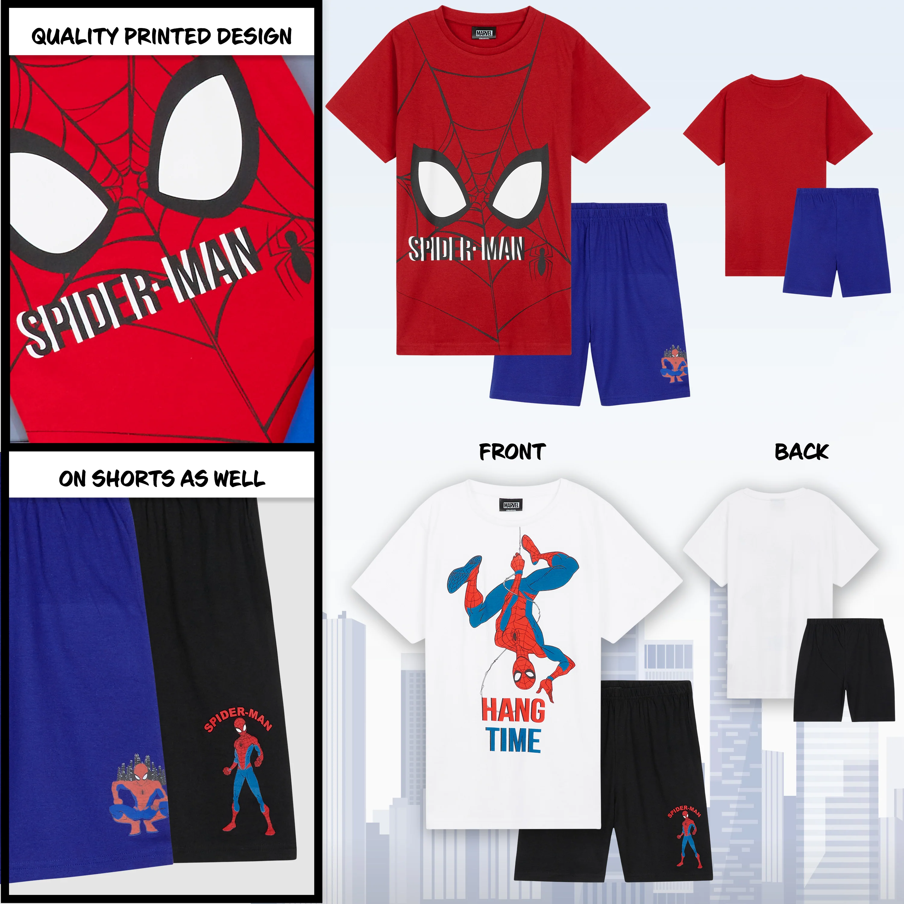 Marvel Boys Short Pyjamas Set, Breathable Loungewear Pack of 2 - Boys Gifts - Image 3