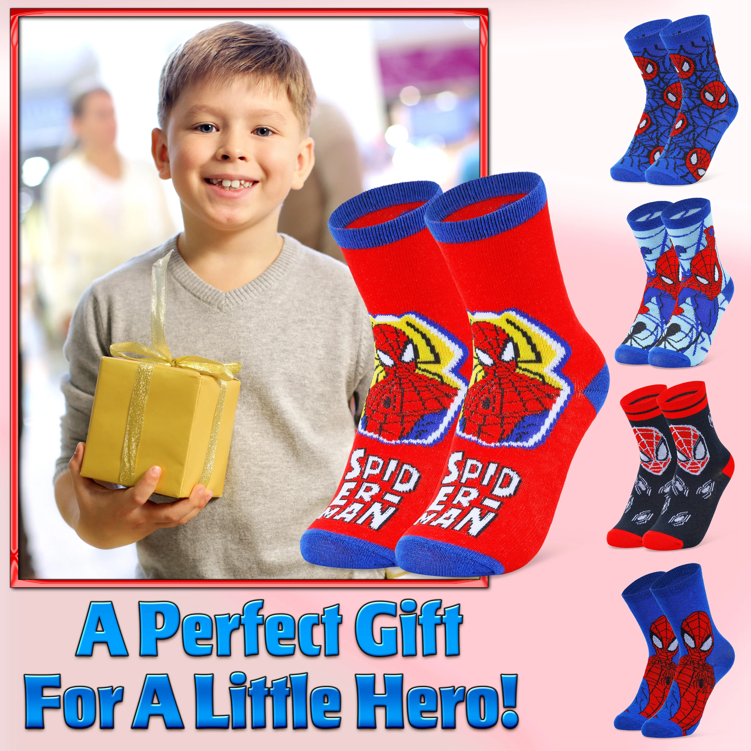 Marvel Boys Socks, Spiderman Multipack Crew Socks - Image 2