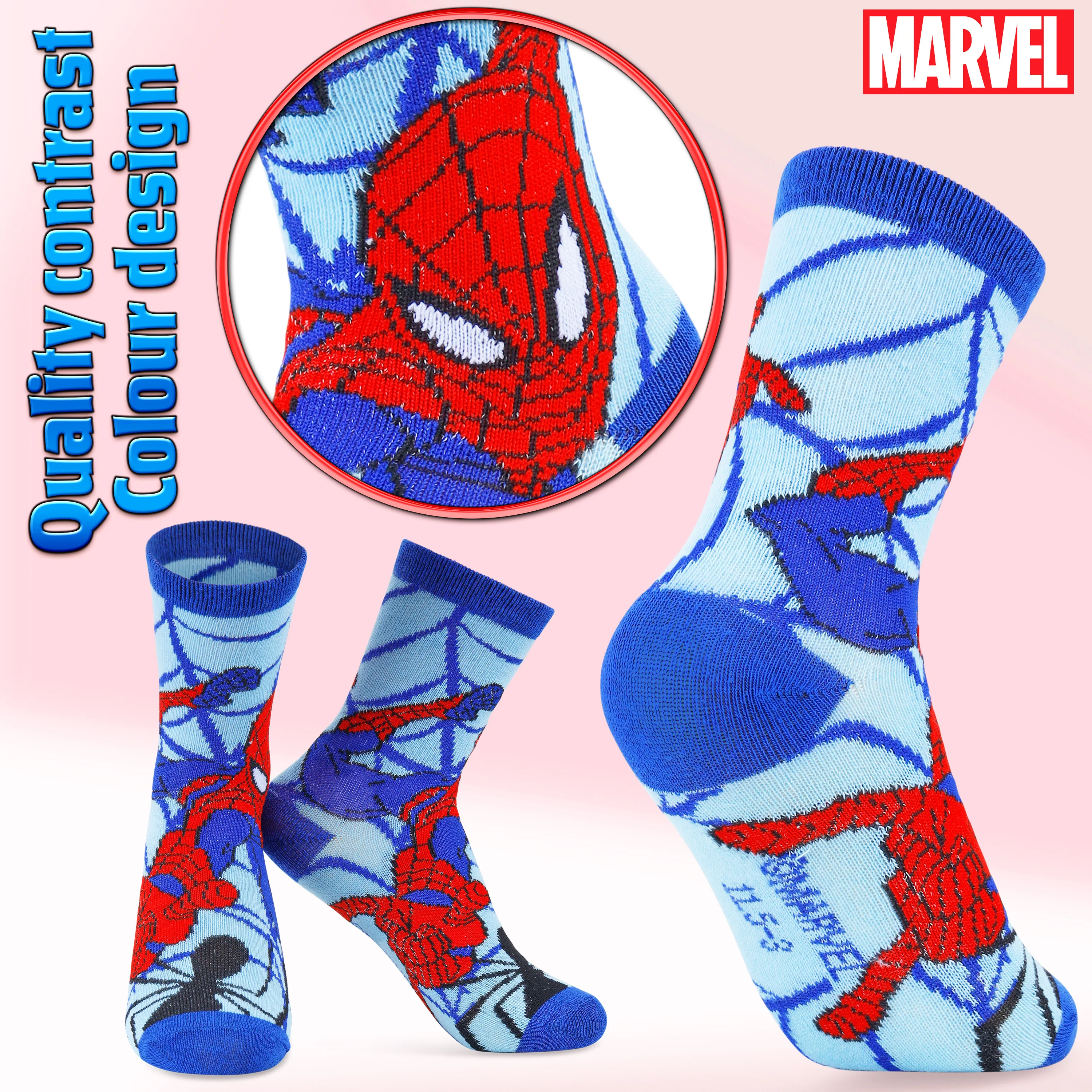 Marvel Boys Socks, Spiderman Multipack Crew Socks - Image 5
