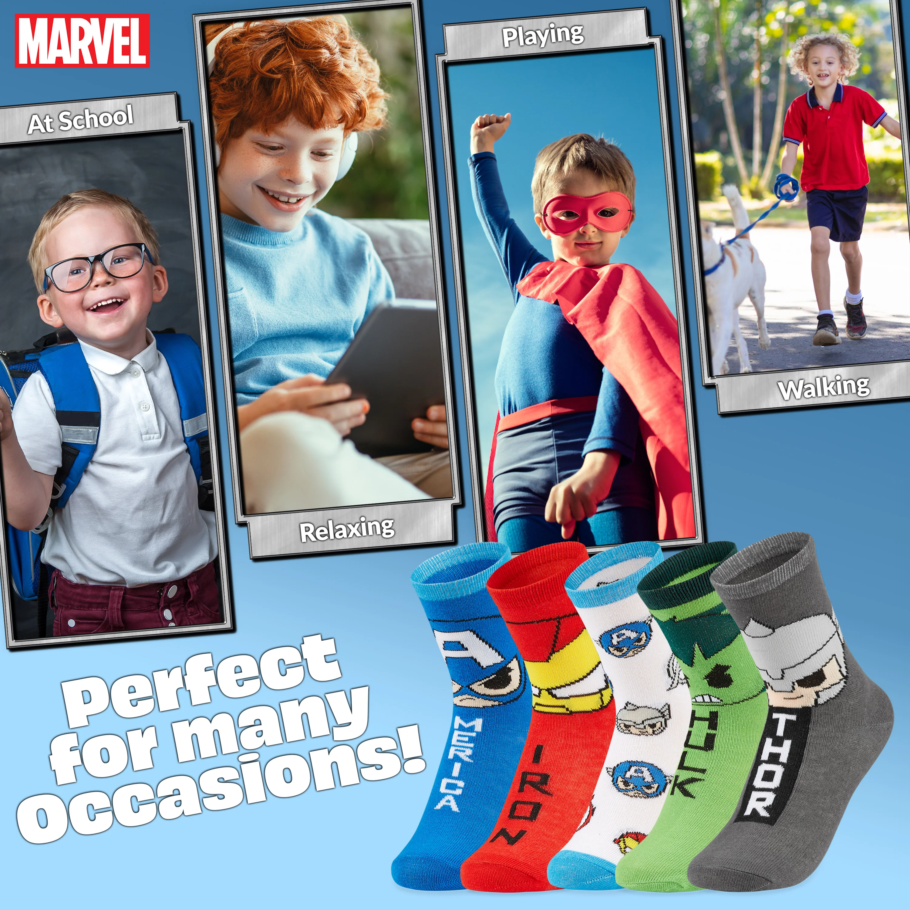 Marvel Boys Socks, Superhero Avengers Socks Multipack - Image 5