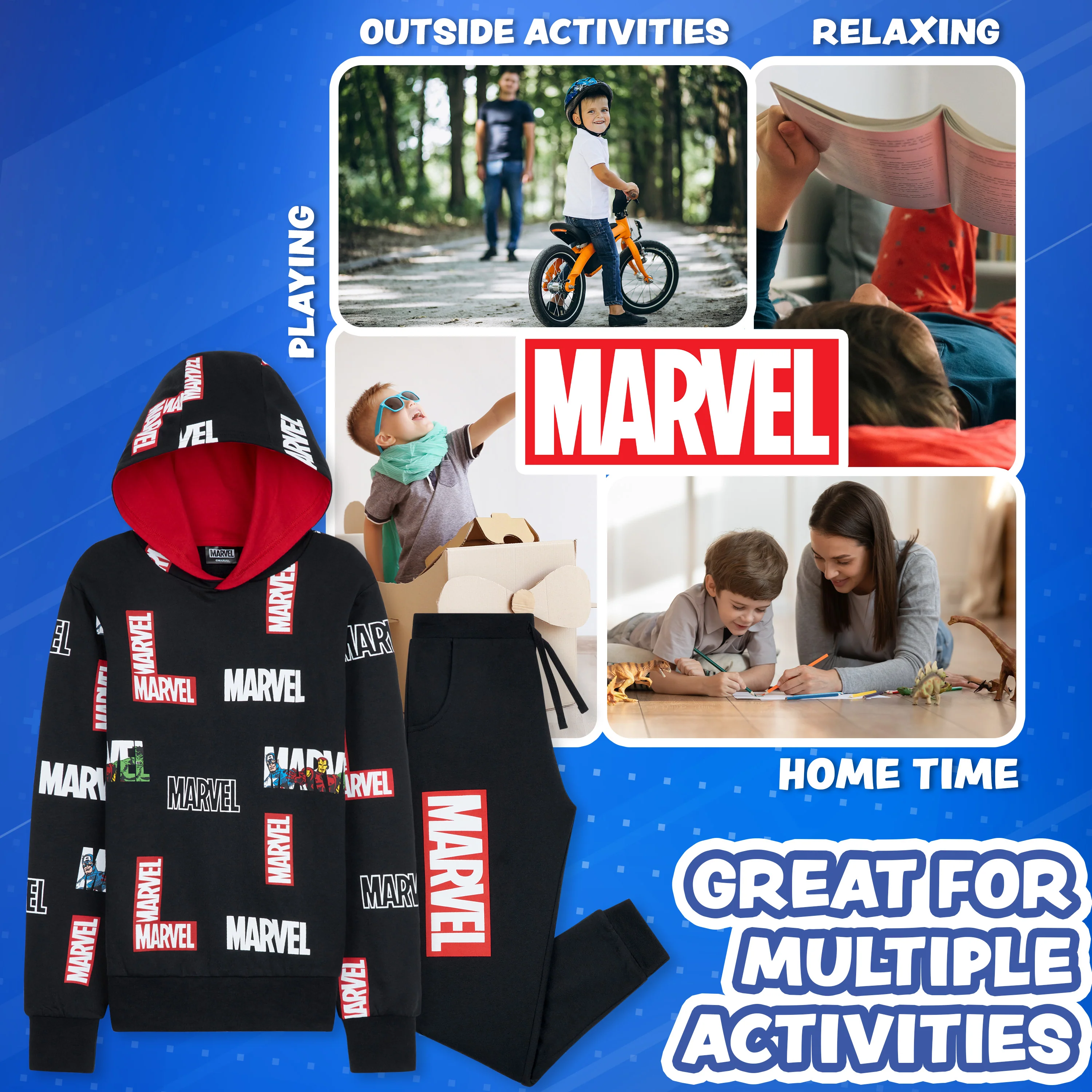 Marvel Boys Tracksuit, Hoodie and Joggers Set for Kids - Image 3
