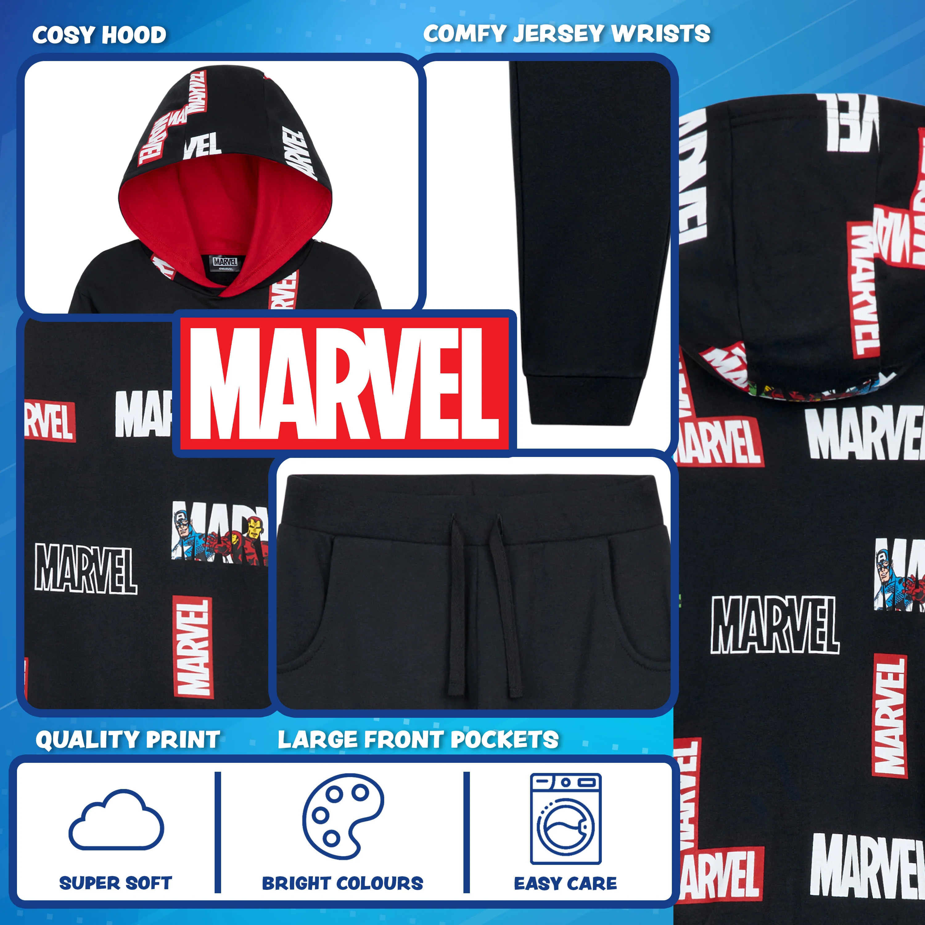 Marvel Boys Tracksuit, Hoodie and Joggers Set for Kids - Image 5