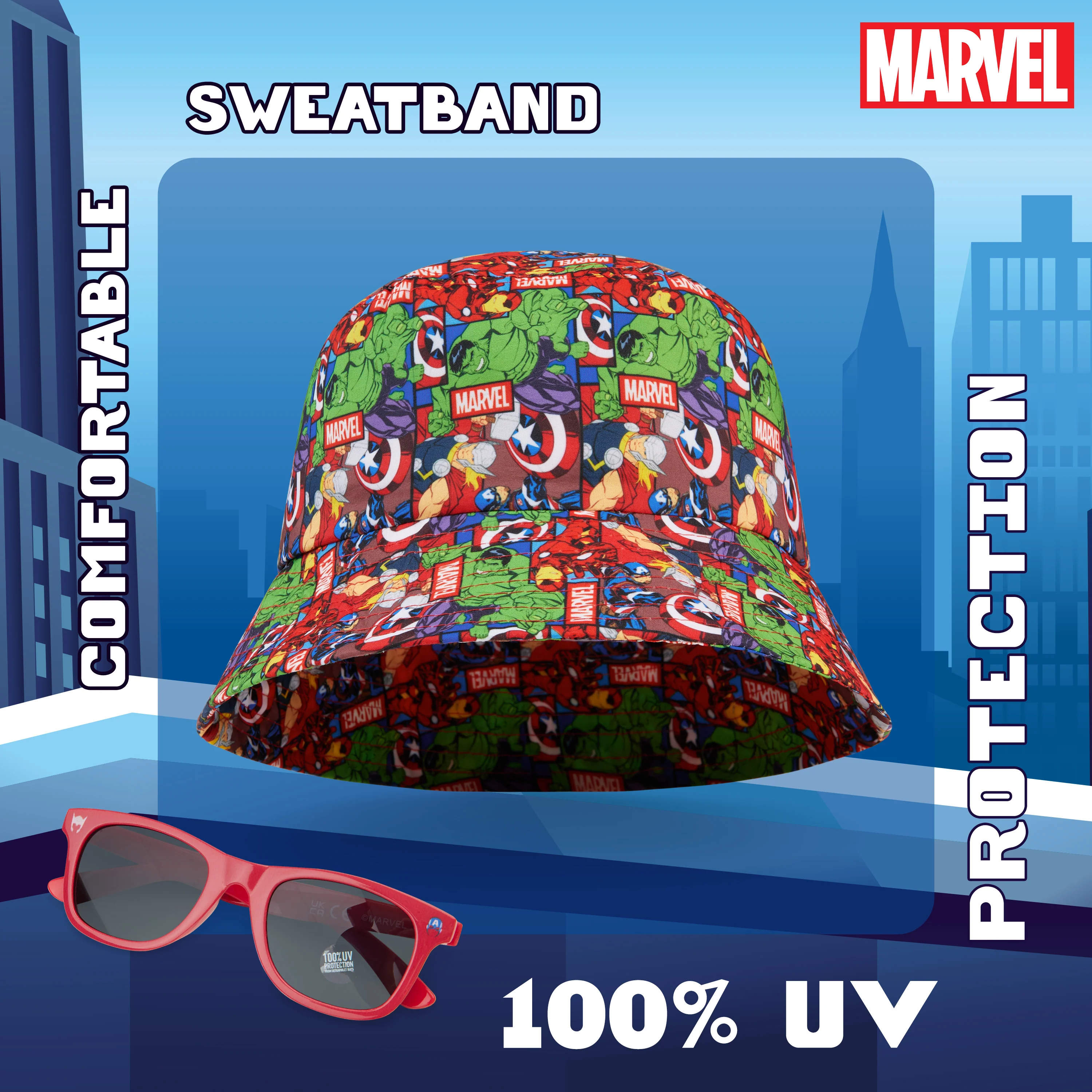 Marvel Bucket Hat and Kids Sunglasses Set for Boys - Image 4