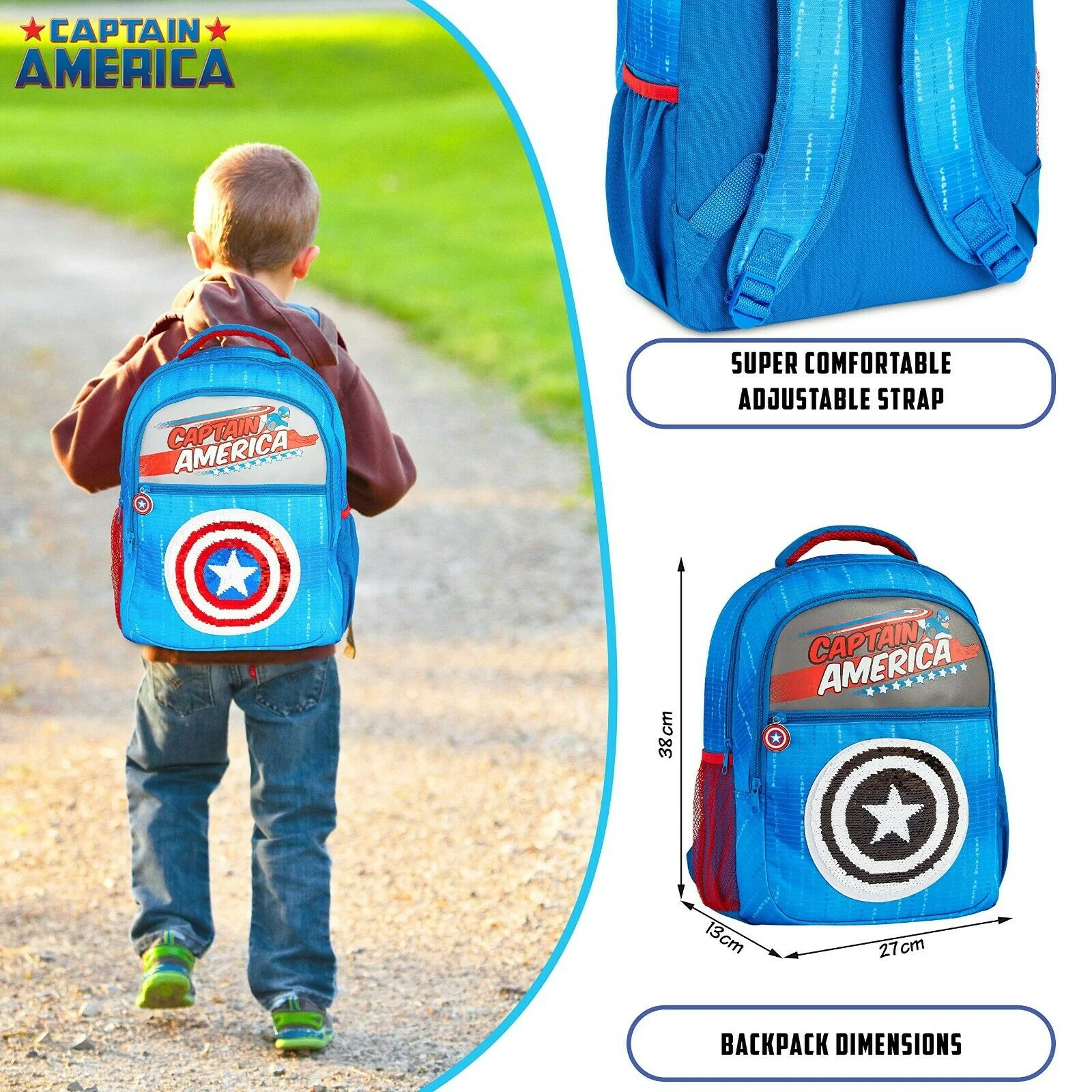 Marvel Backpack - Kids Backpack with Captain America - Image 7